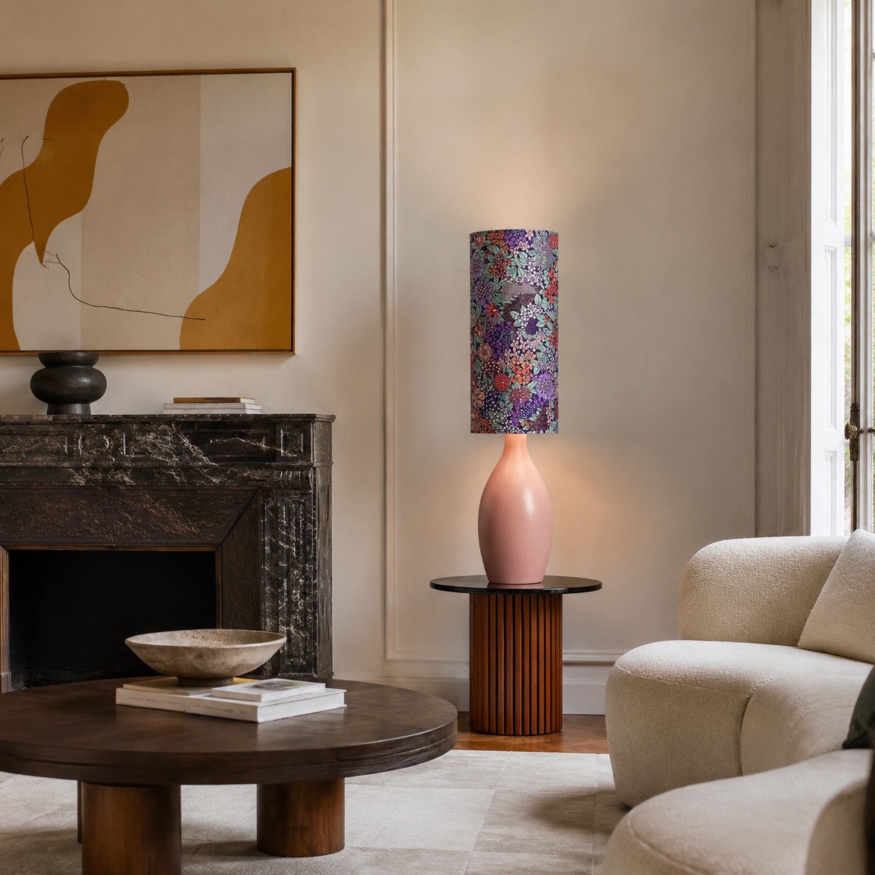 Pastel color block Liberty fabric ceramic table lamp