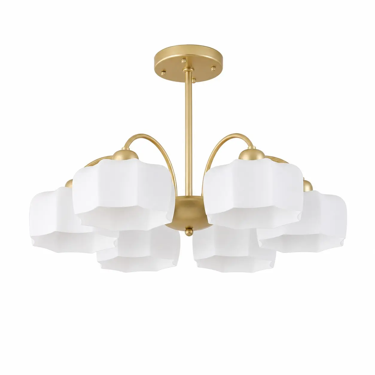 Gold and white 6-light chandelier
