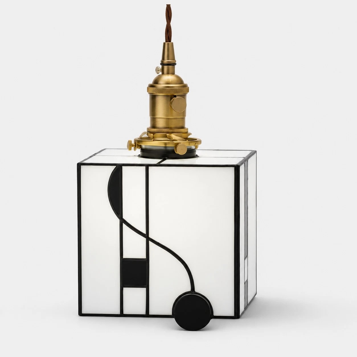 Cube Shade - Single Pendant - Antique Brass