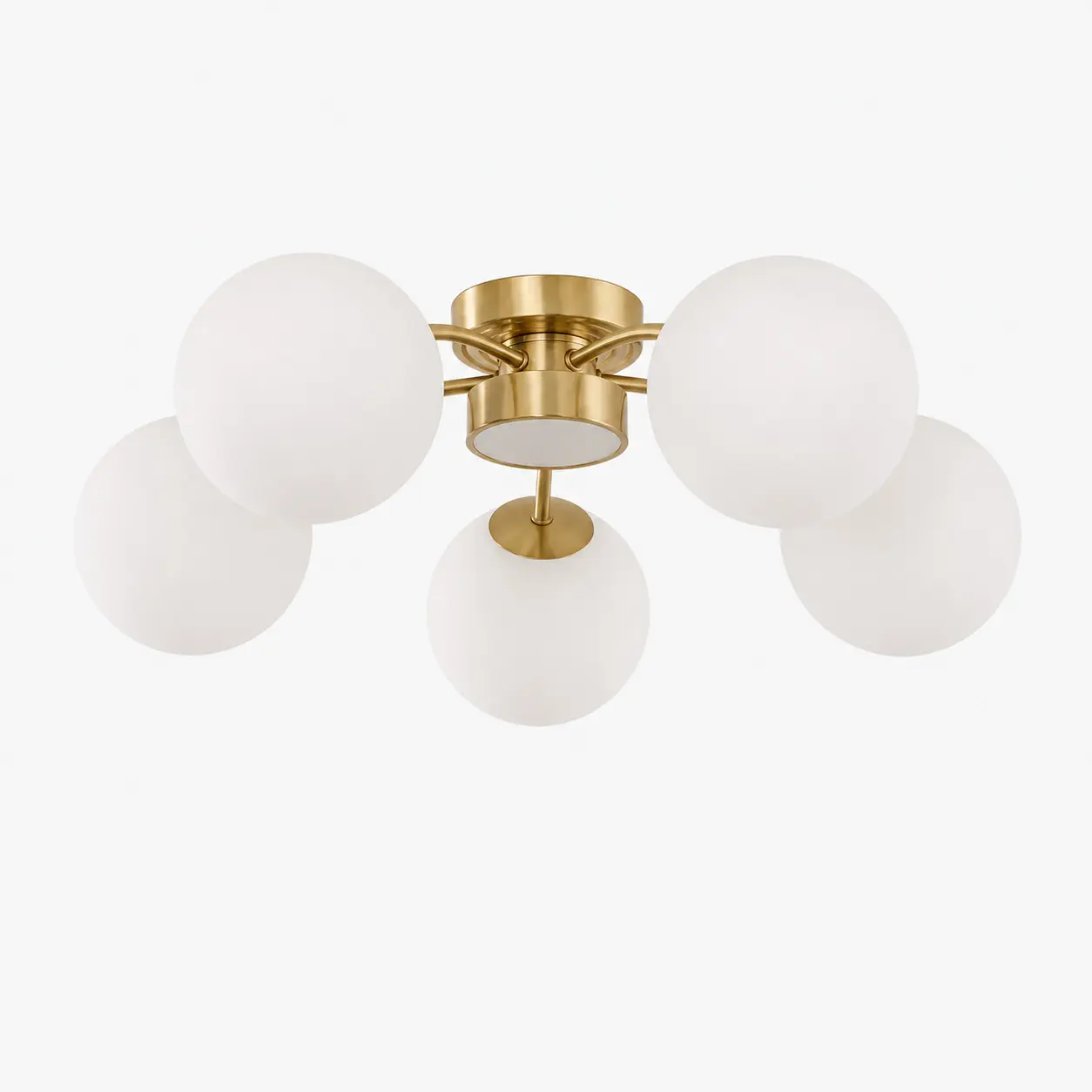 Five-head solid brass and frosted glass flush mount