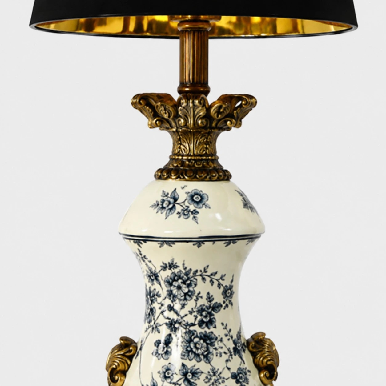 Porcelain-style floral body with raised decorative hardware