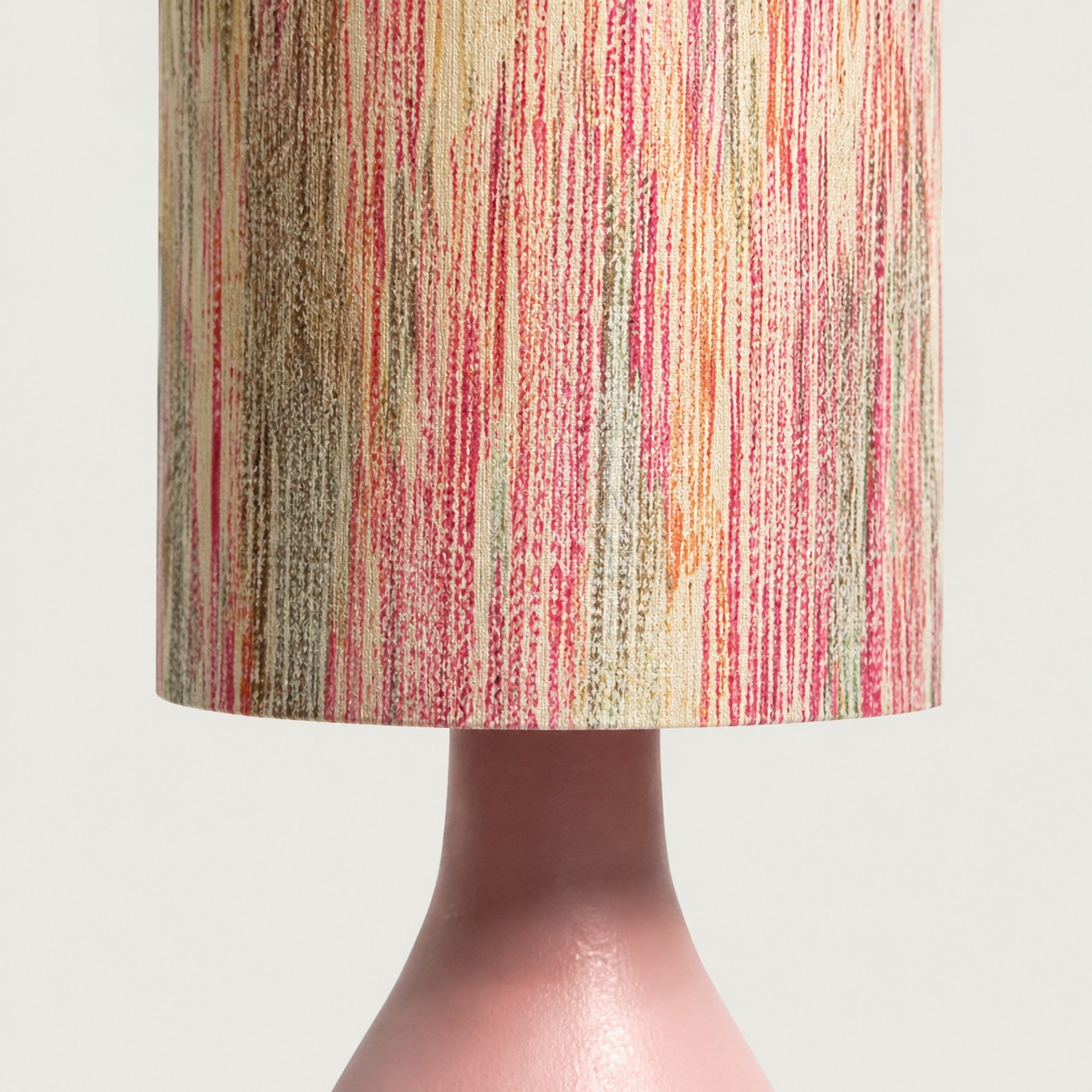Pink stripe fabric shade weave detail