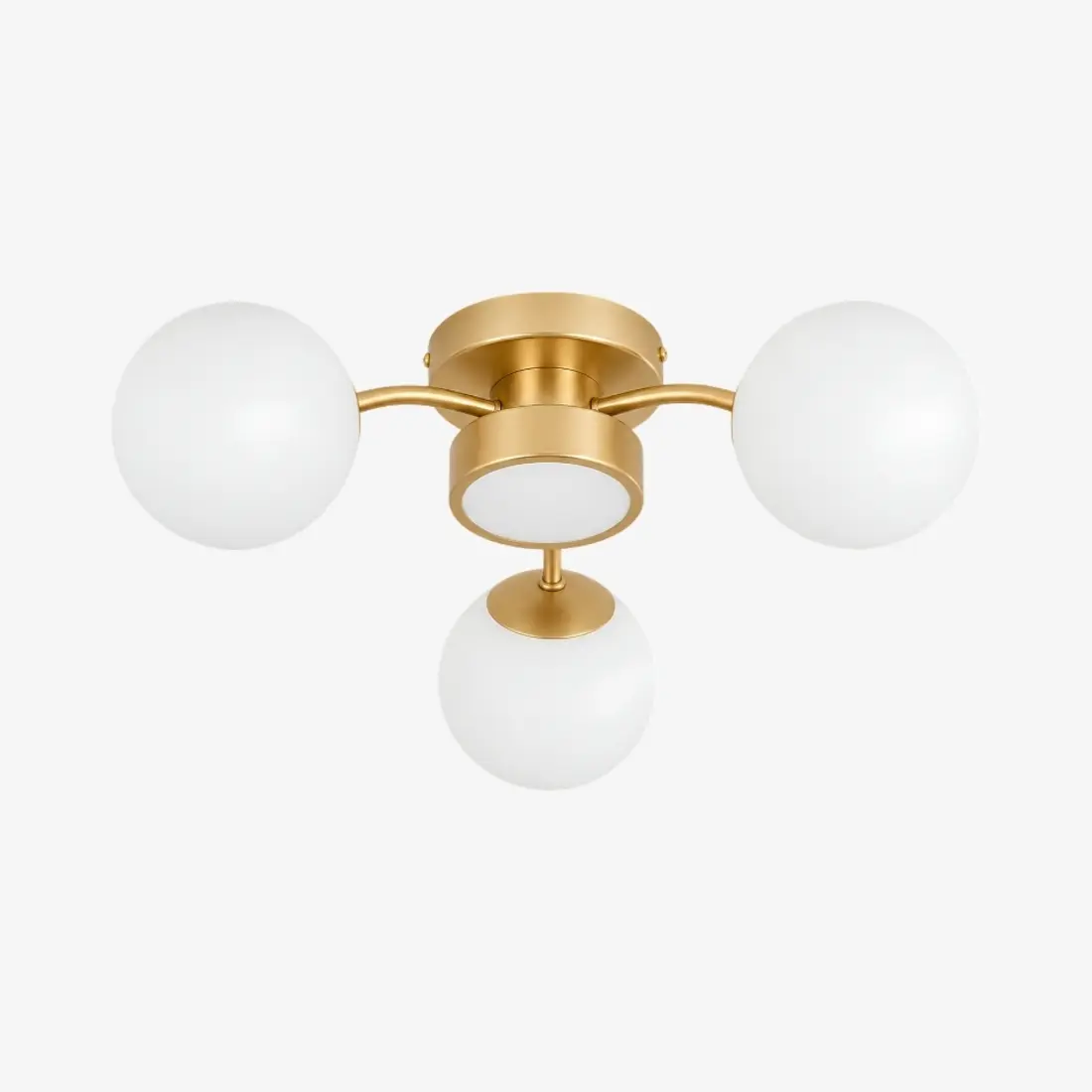 Three-head solid brass and frosted glass flush mount