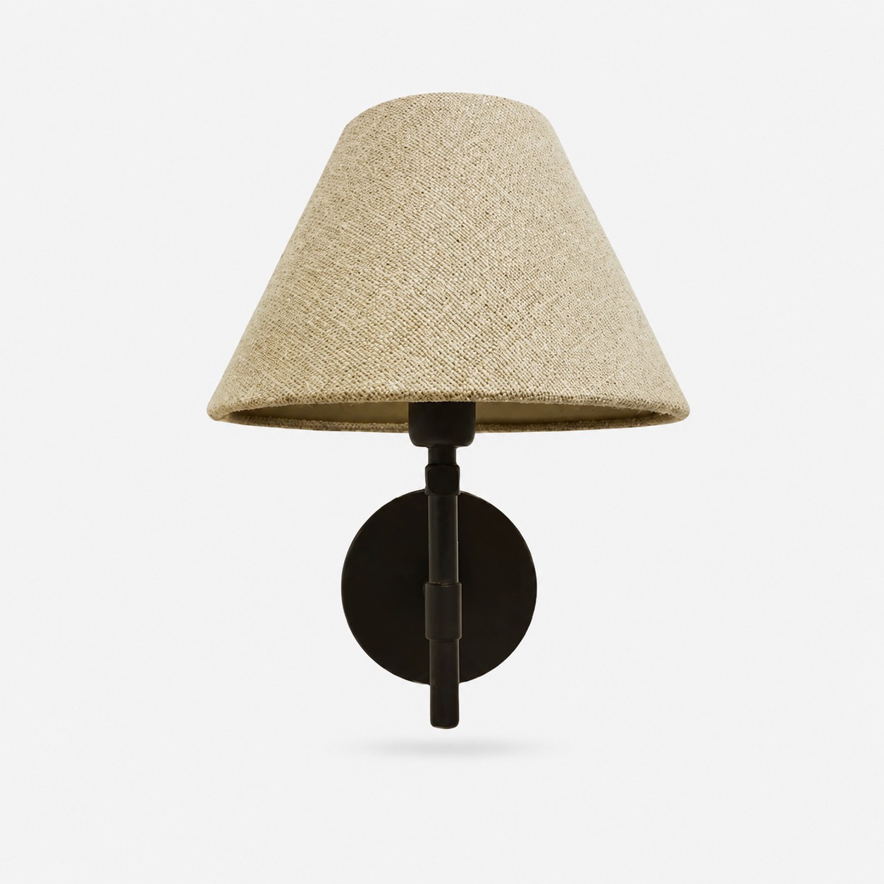 Natural Beige fabric shade wall sconce on white background