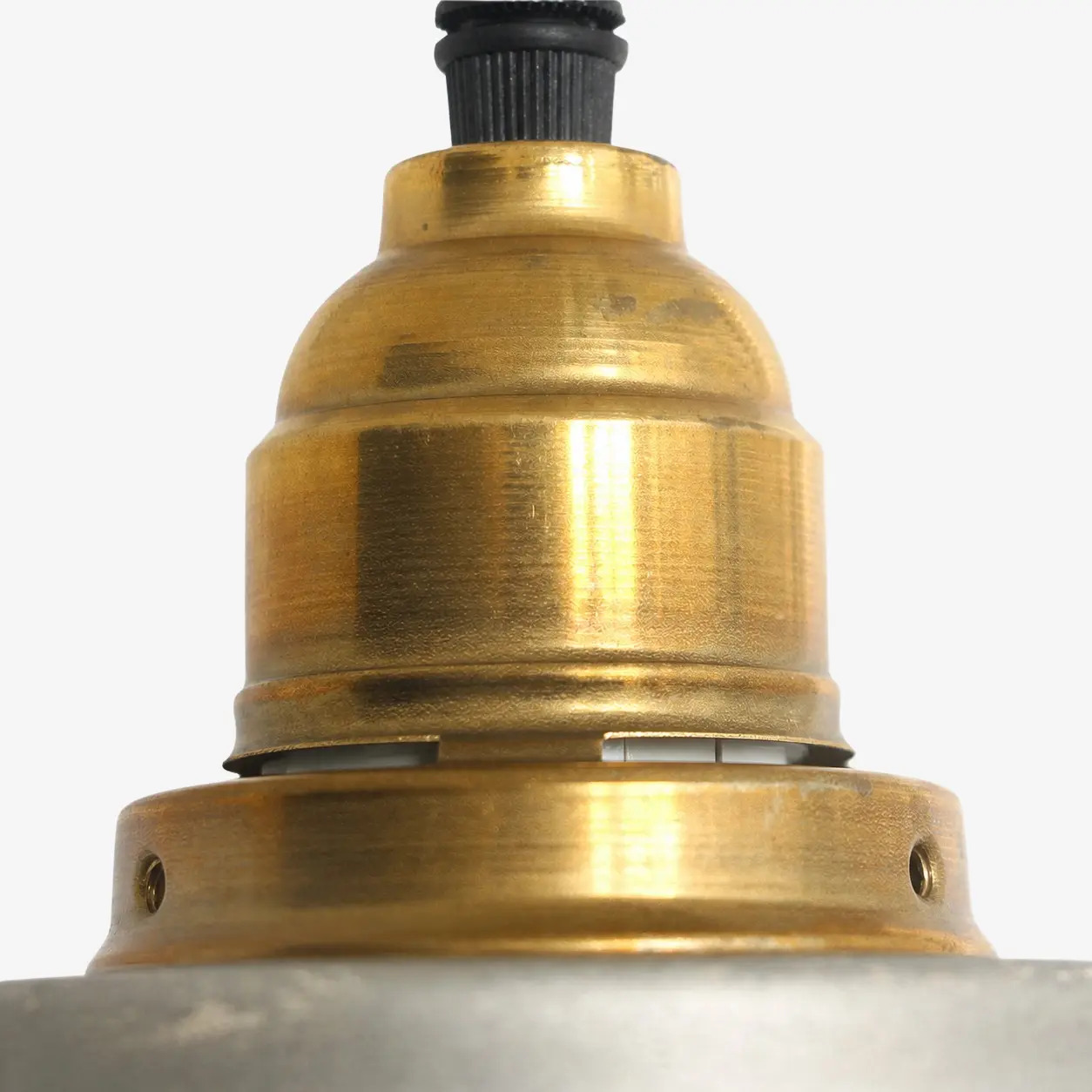 Antique brass lamp holder detail
