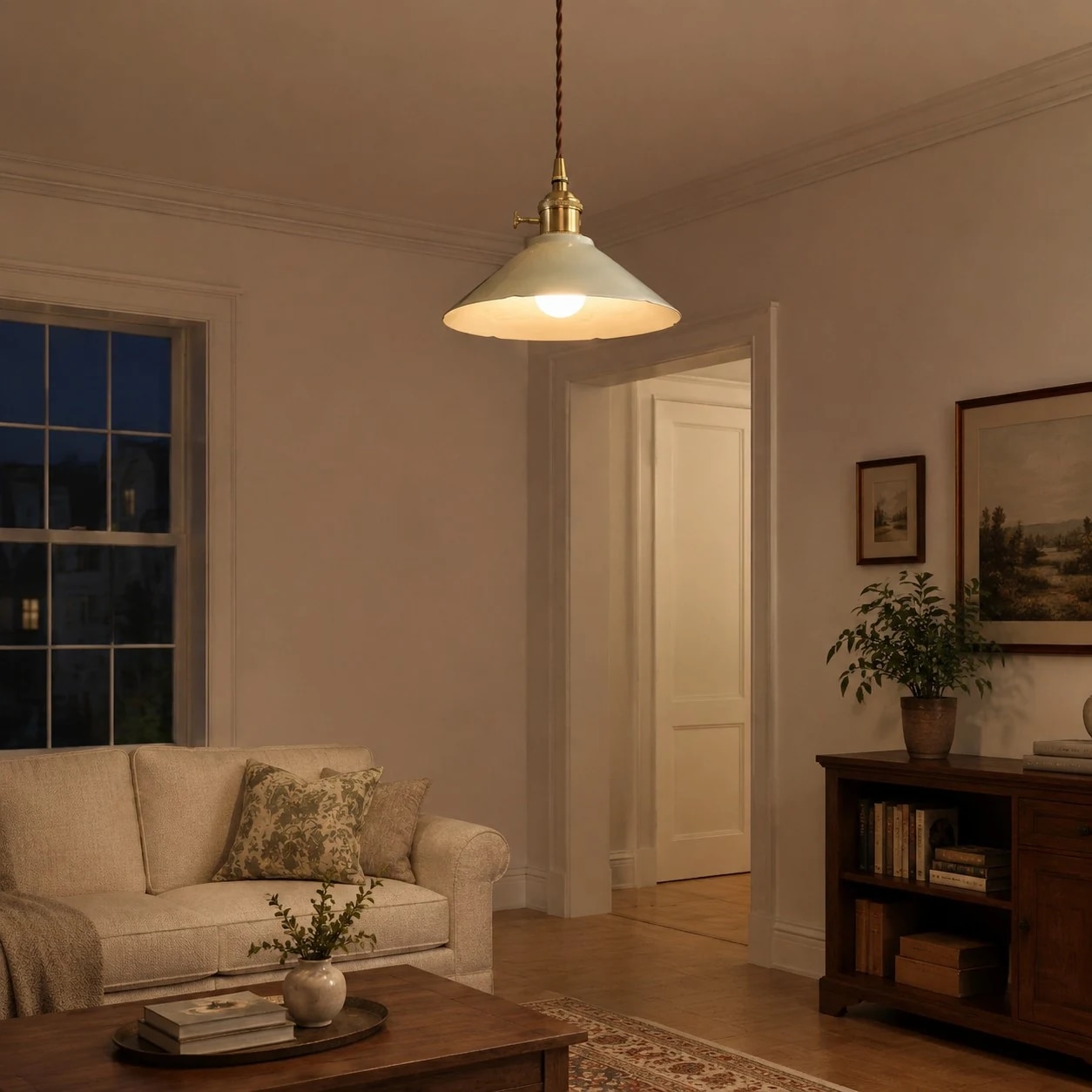 A quiet pendant for dining tables, tea corners, and bedside spaces. 3