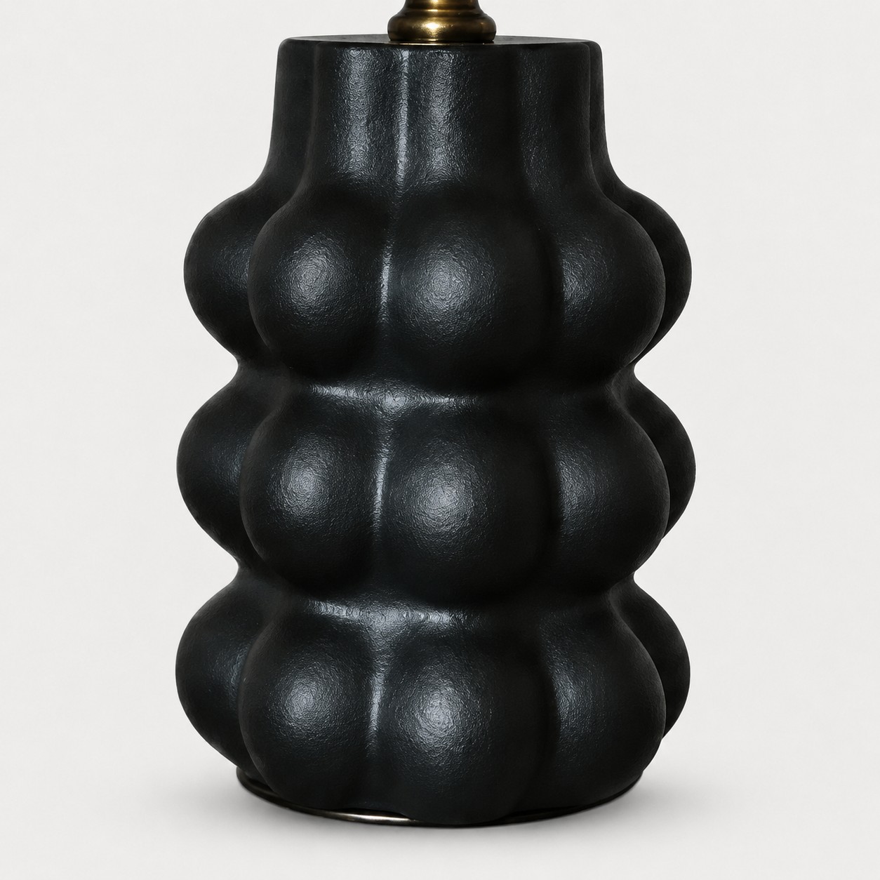 Sculptural Ceramic Table Lamp with Patterned Fabric Shade