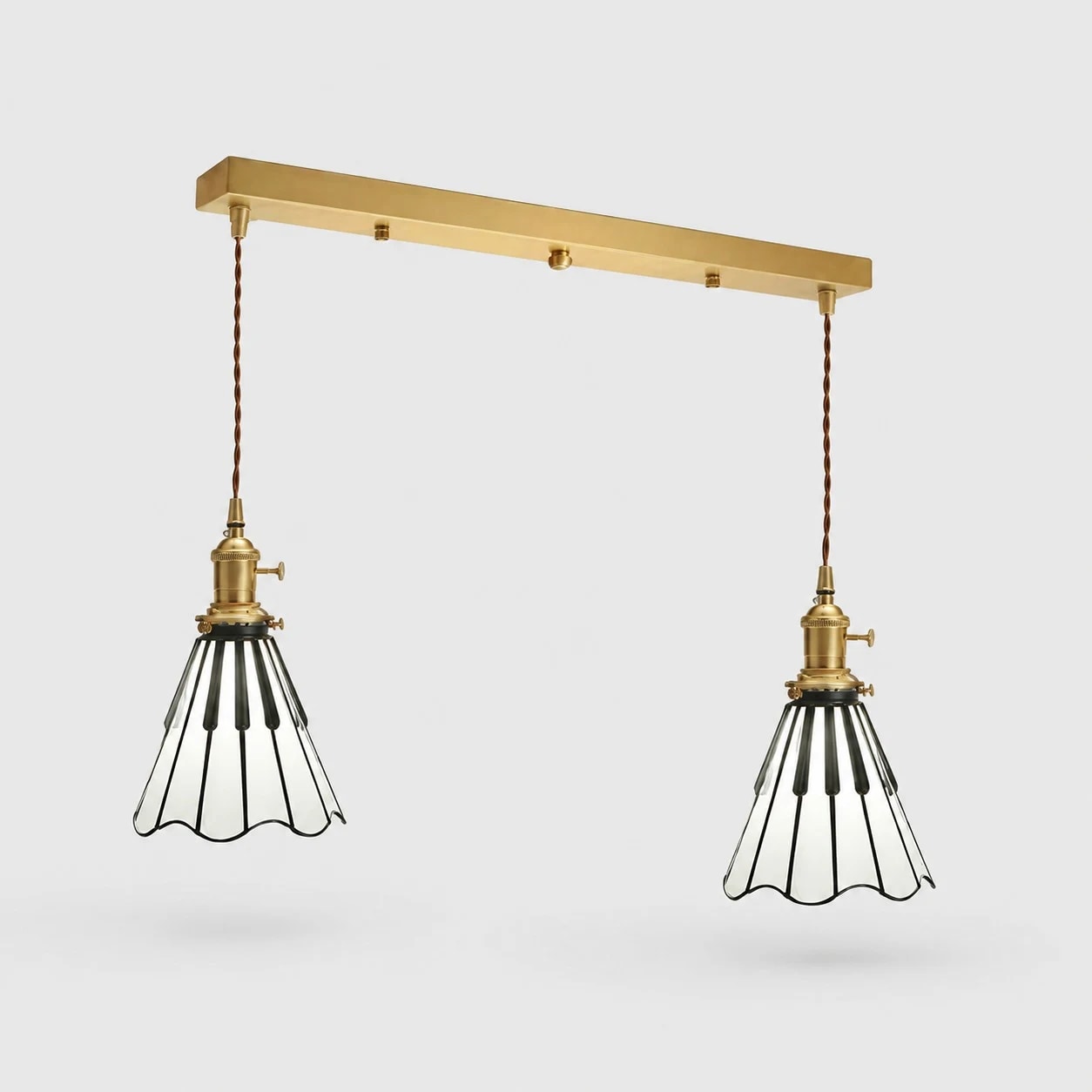 Fluted Shade - Double Linear Bar - Antique Brass