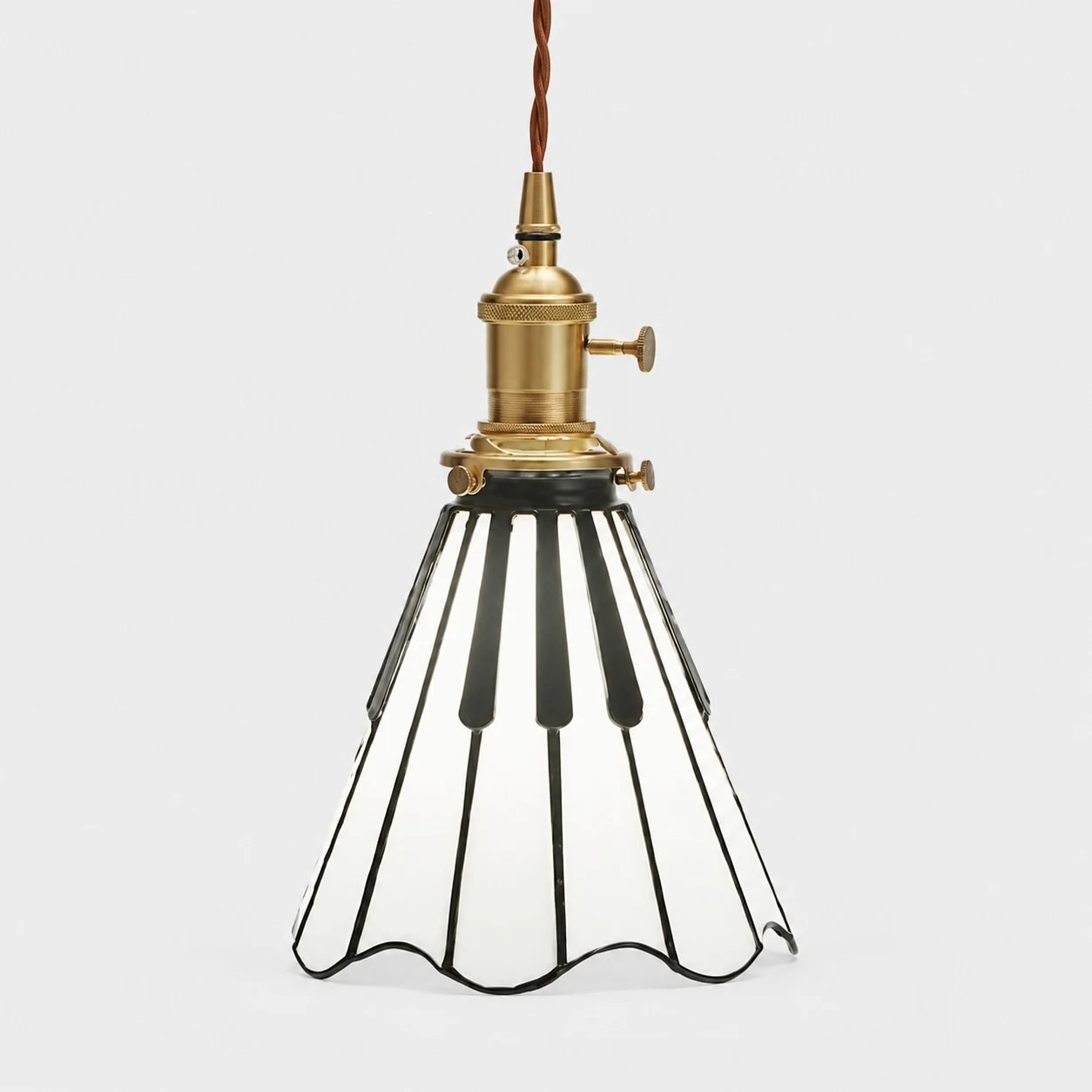 Fluted Shade - Single Pendant - Antique Brass