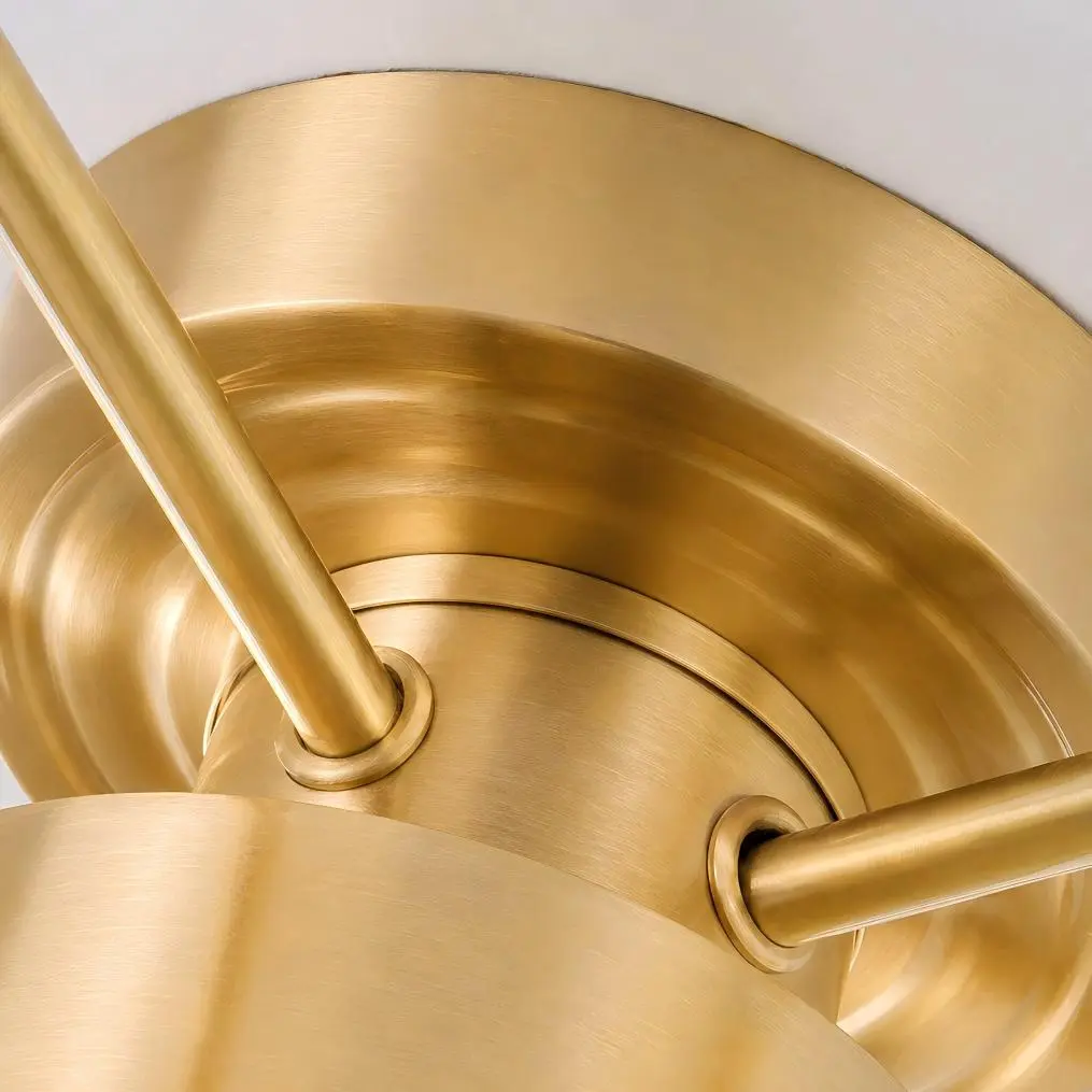 Close-up of solid brass canopy and arms
