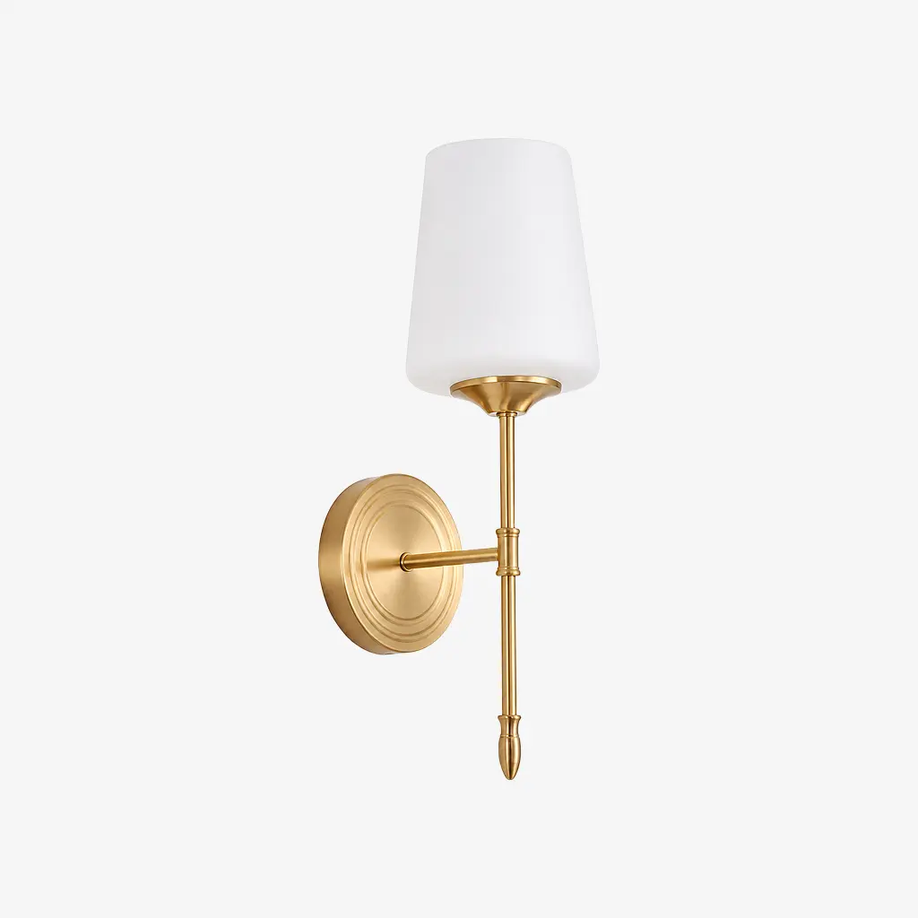 One-head Style C wall light with opal glass shade