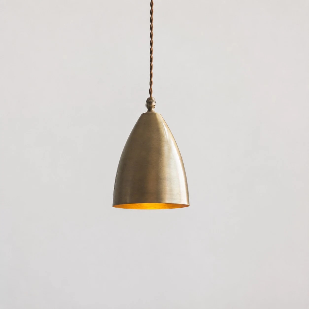 Aged brass small pendant light SKU image on a clean background