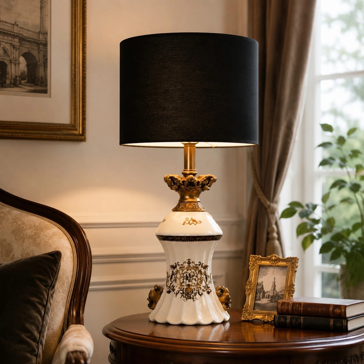 A bedside accent for layered vintage interiors