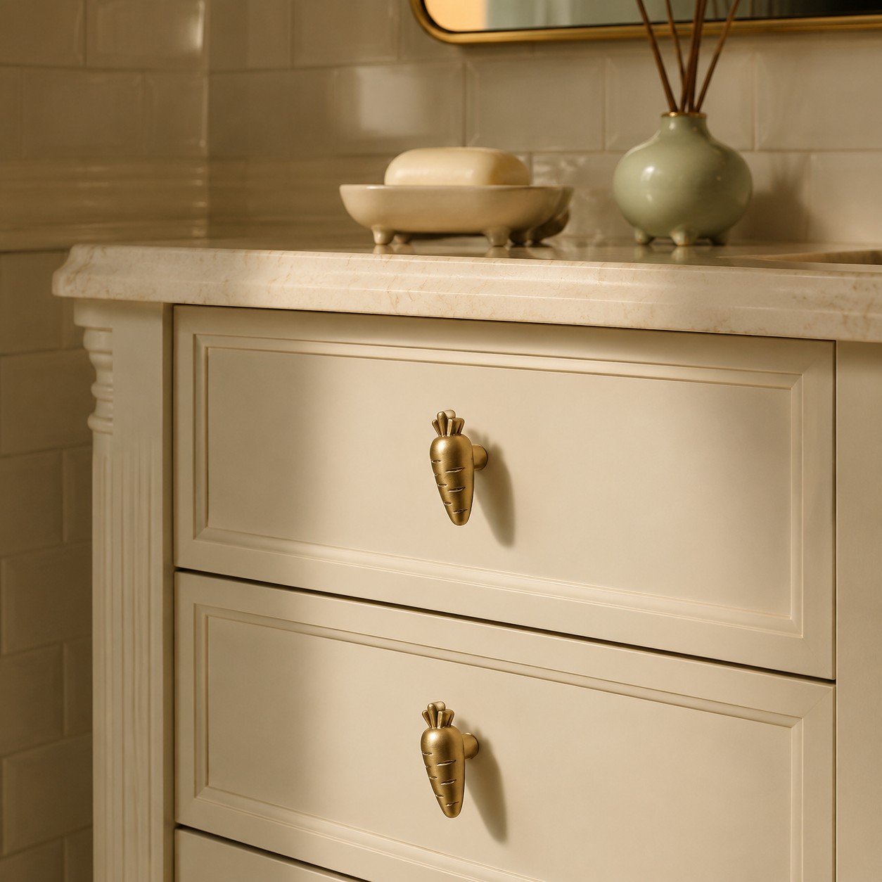 A small furniture accent with nursery charm and vintage warmth.