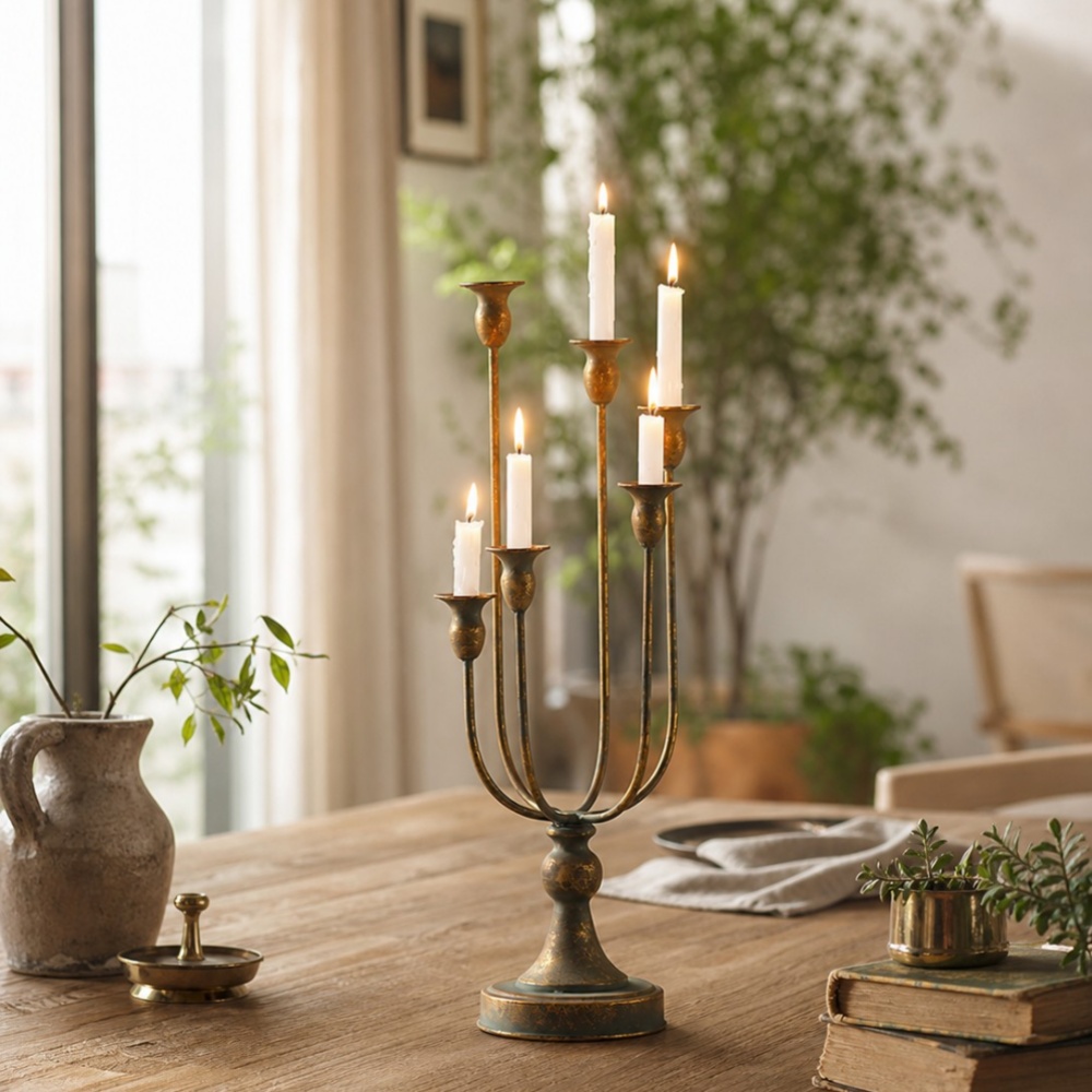 French Vintage Multi-Arm Iron Candle Holder 4