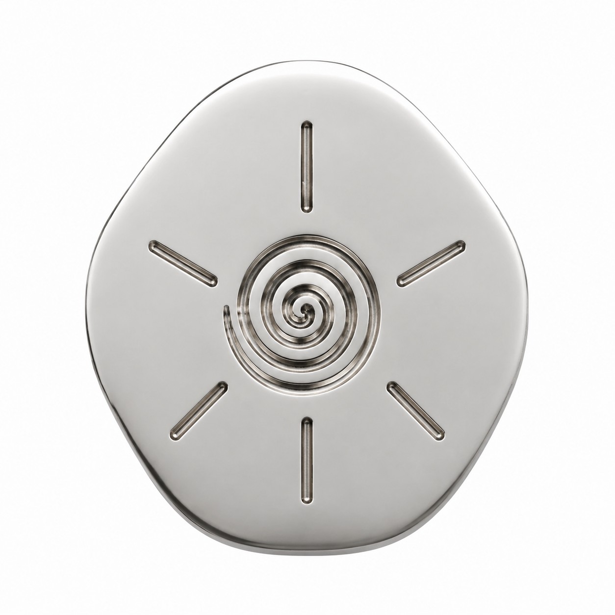 Pomello scultoreo per mobile in ottone massiccio color argento titanio