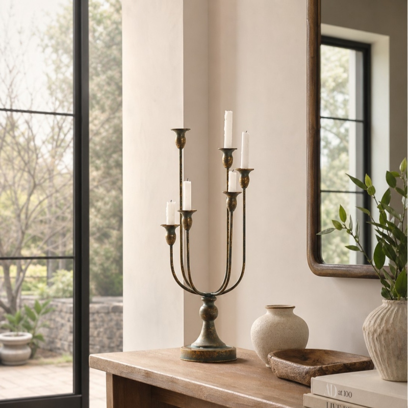 French Vintage Multi-Arm Iron Candle Holder 1