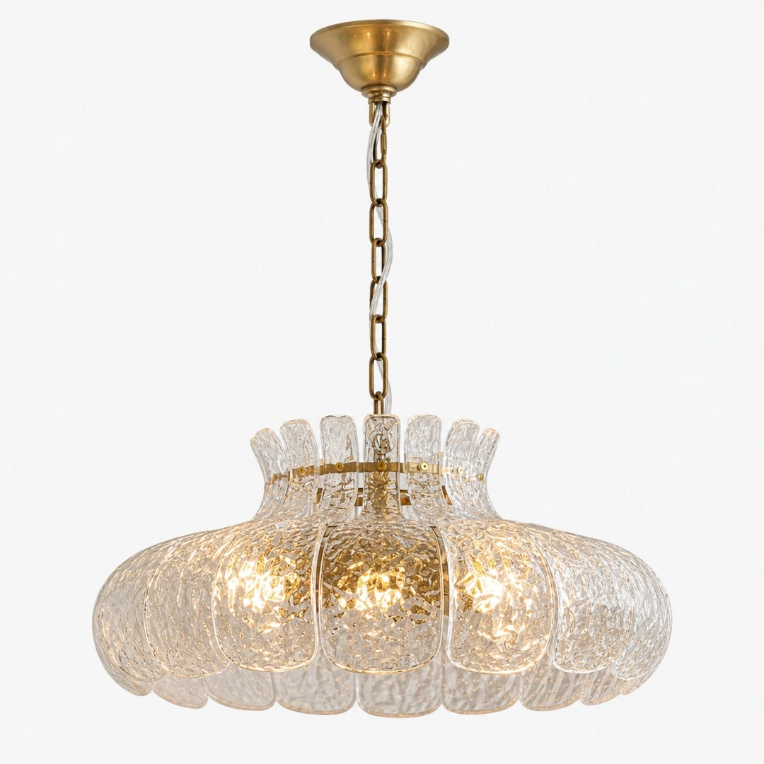 Lustre en laiton transparent et verre dia50cm Voir la référence