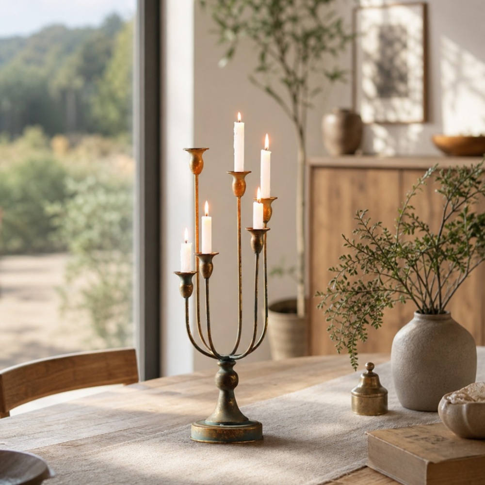 French Vintage Multi-Arm Iron Candle Holder 2