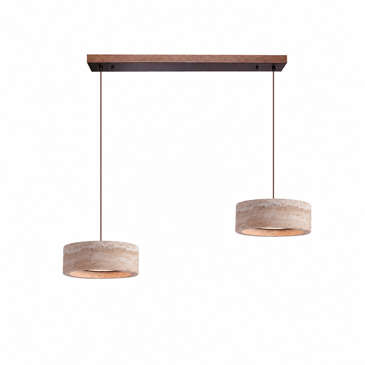Image du produit : Suspension linéaire LED en travertin jaune à deux lumières