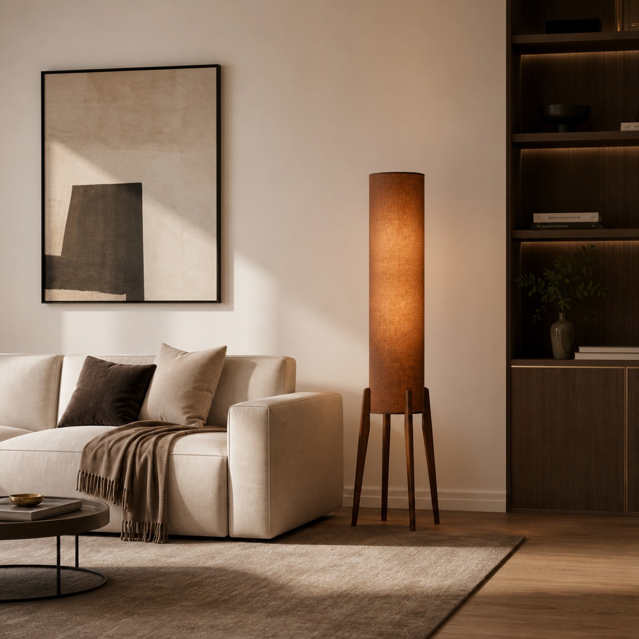 Coffee-tone sofa setting