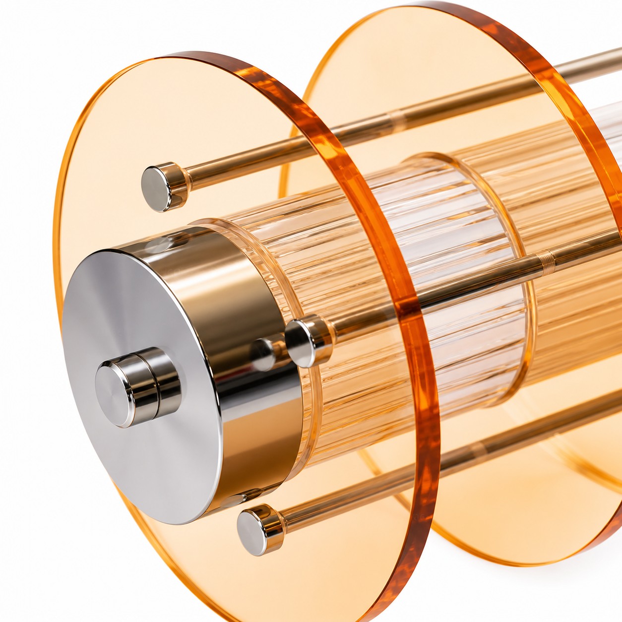 Amberkleurige acryl gelaagde plafondlamp met zijbevestigingsdetails