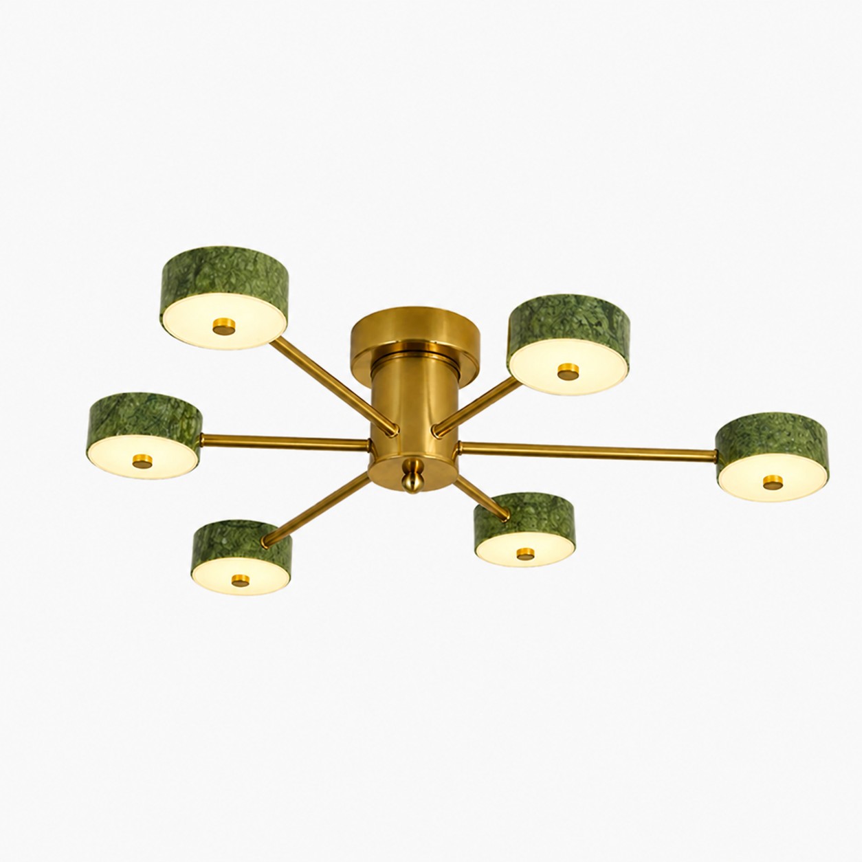 6-lichts groene jade radiale plafondlamp