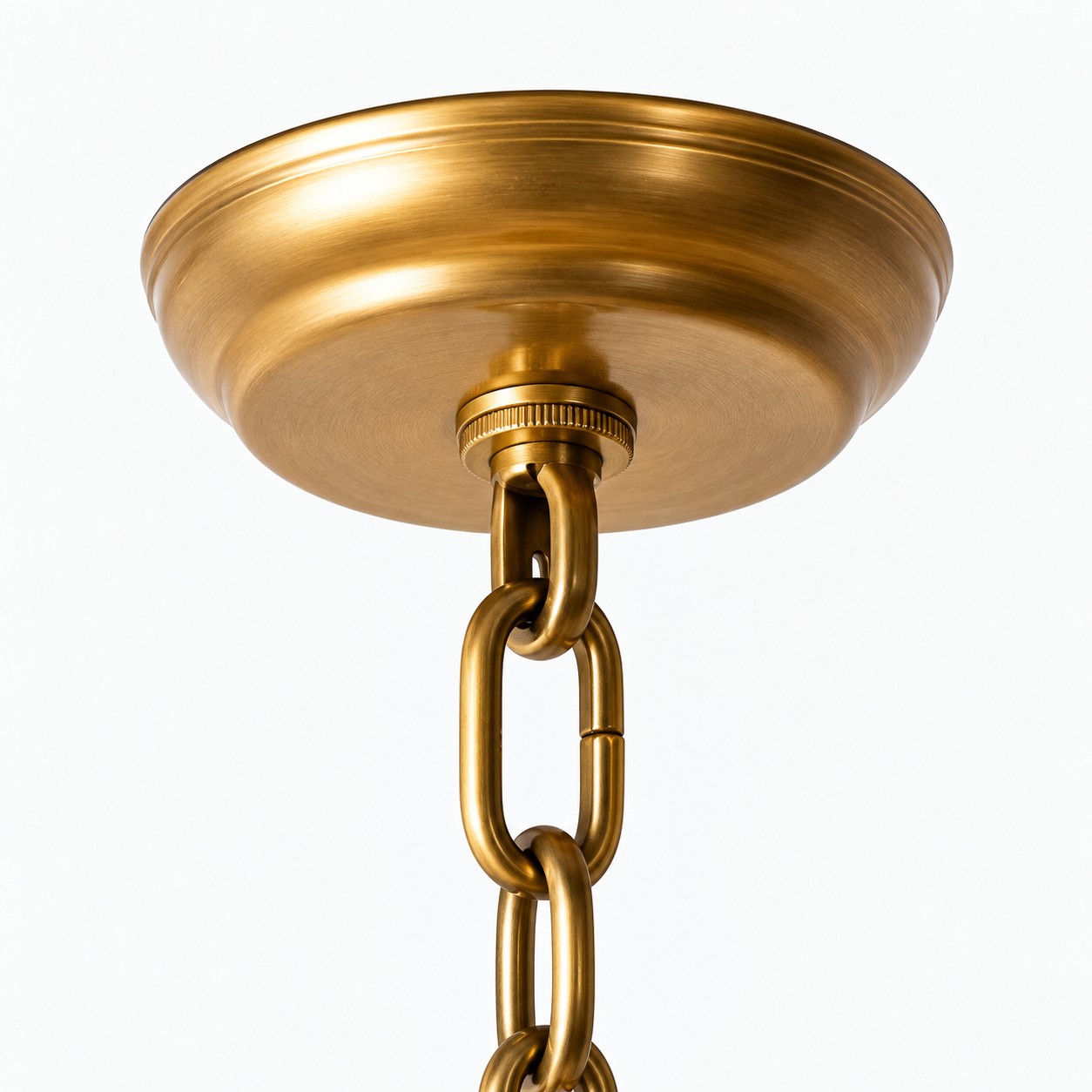 Brushed brass ceiling canopy and suspension chain