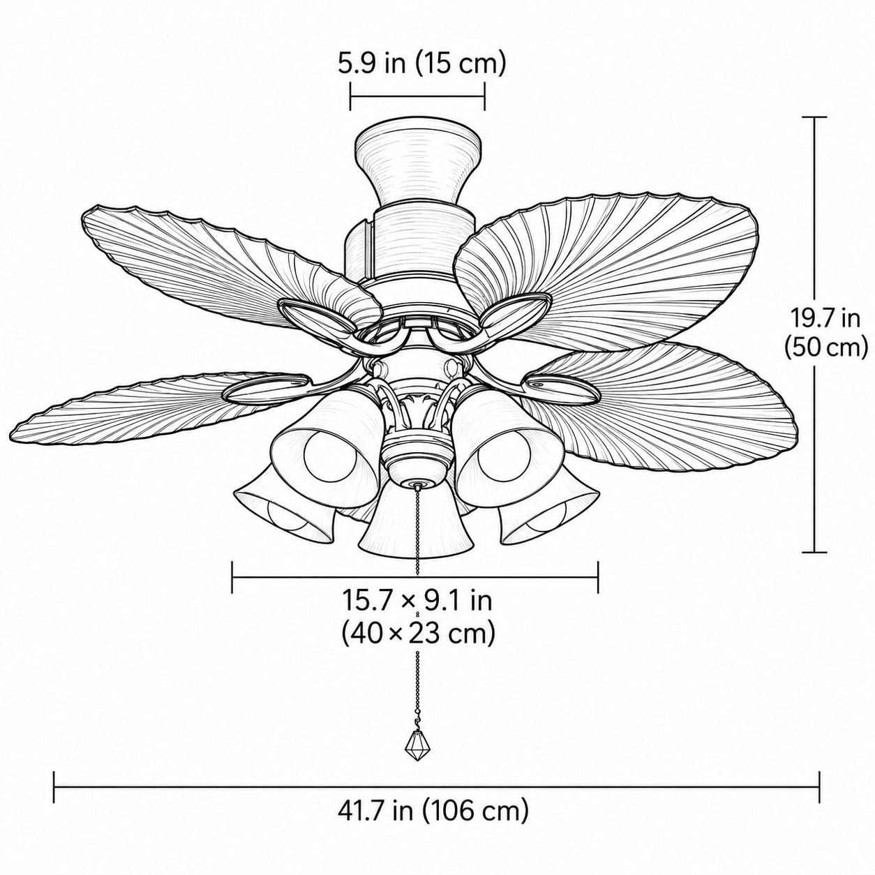 Ceiling Lamp / 41.7 in (106 cm)