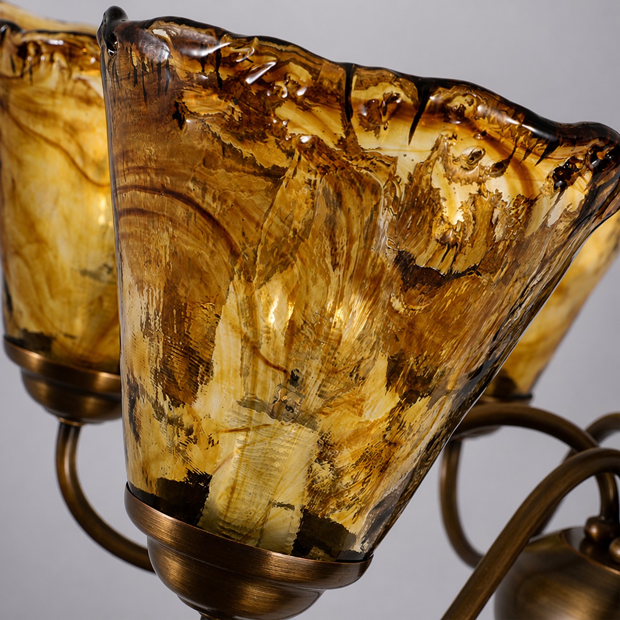 Marbled amber glass chandelier shade