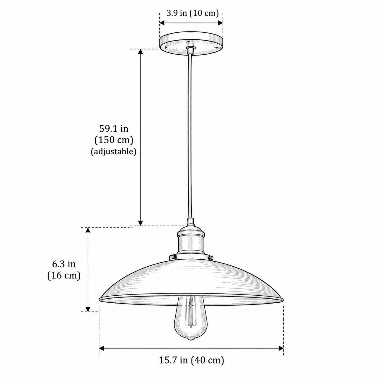 15.7 in (40 cm) / Black
