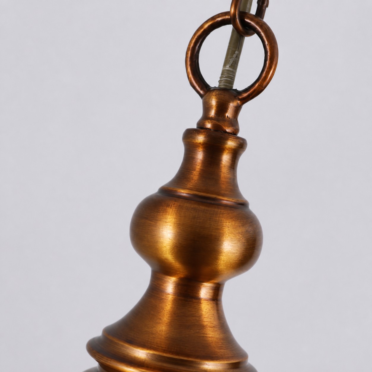 Brass and Amber Glass Mini Pendant Light detail 1