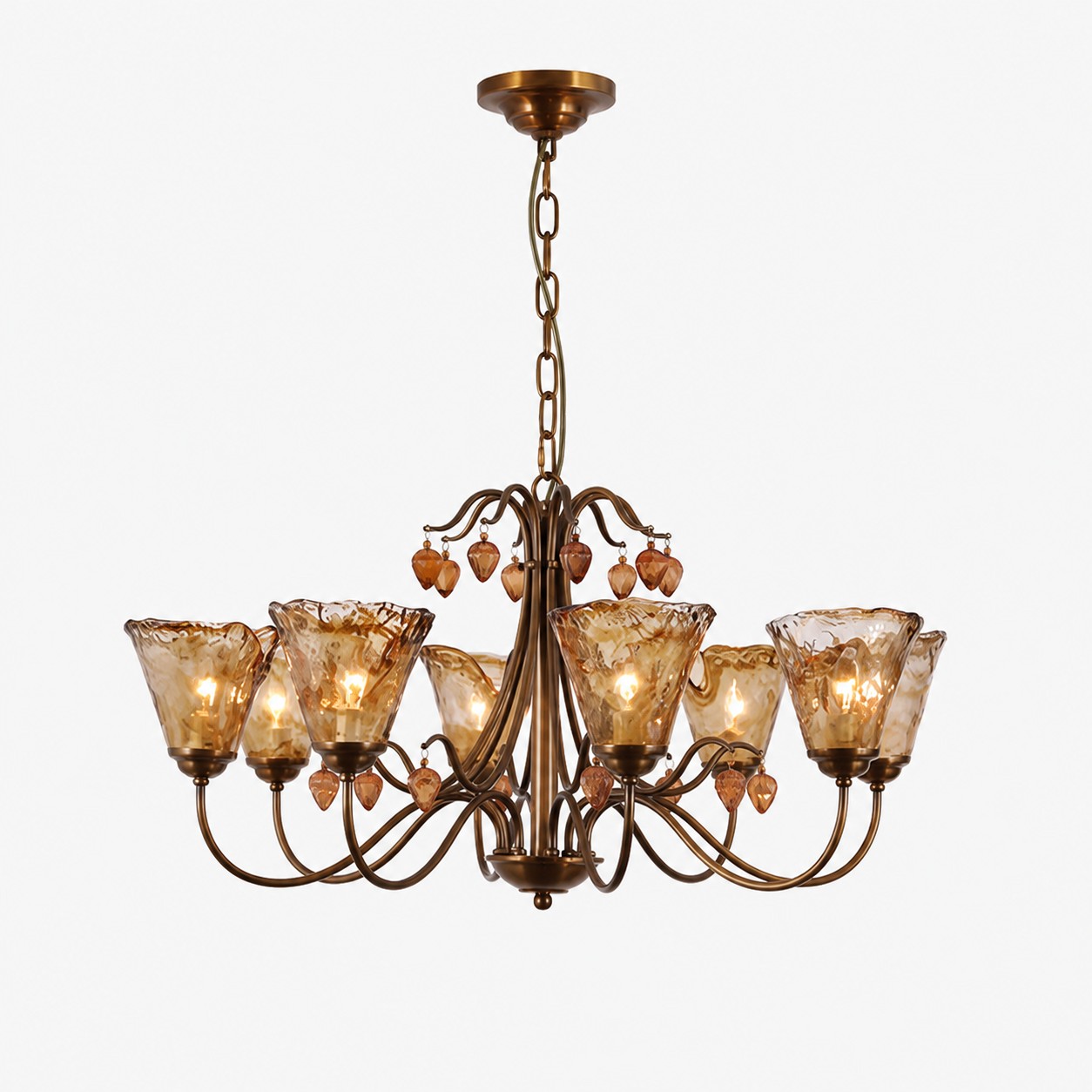 Lustre en cuivre à 8 lumières