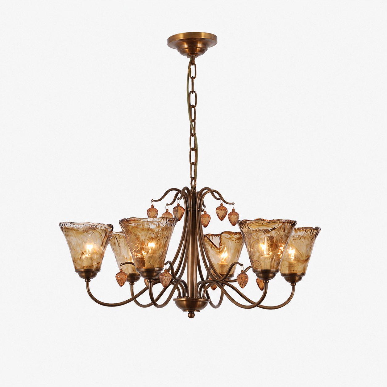 Lustre en cuivre à 6 lumières
