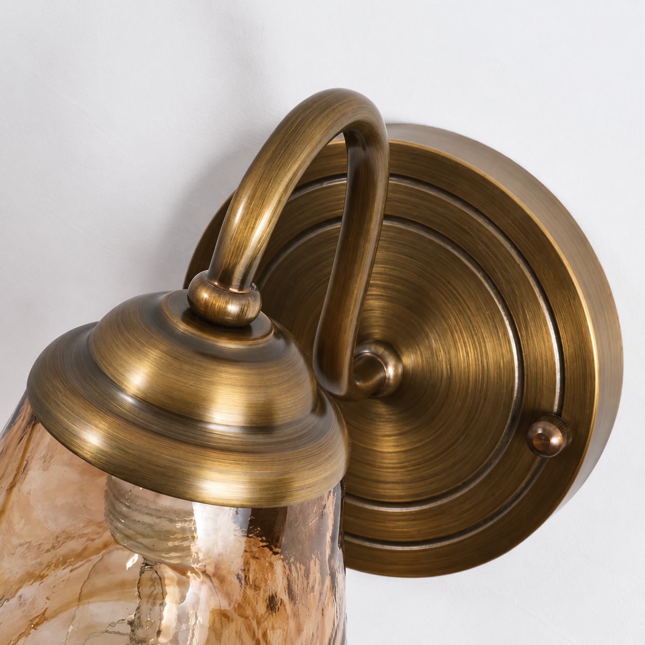 Brass Amber Glass Downlight Wall Sconce detail 3