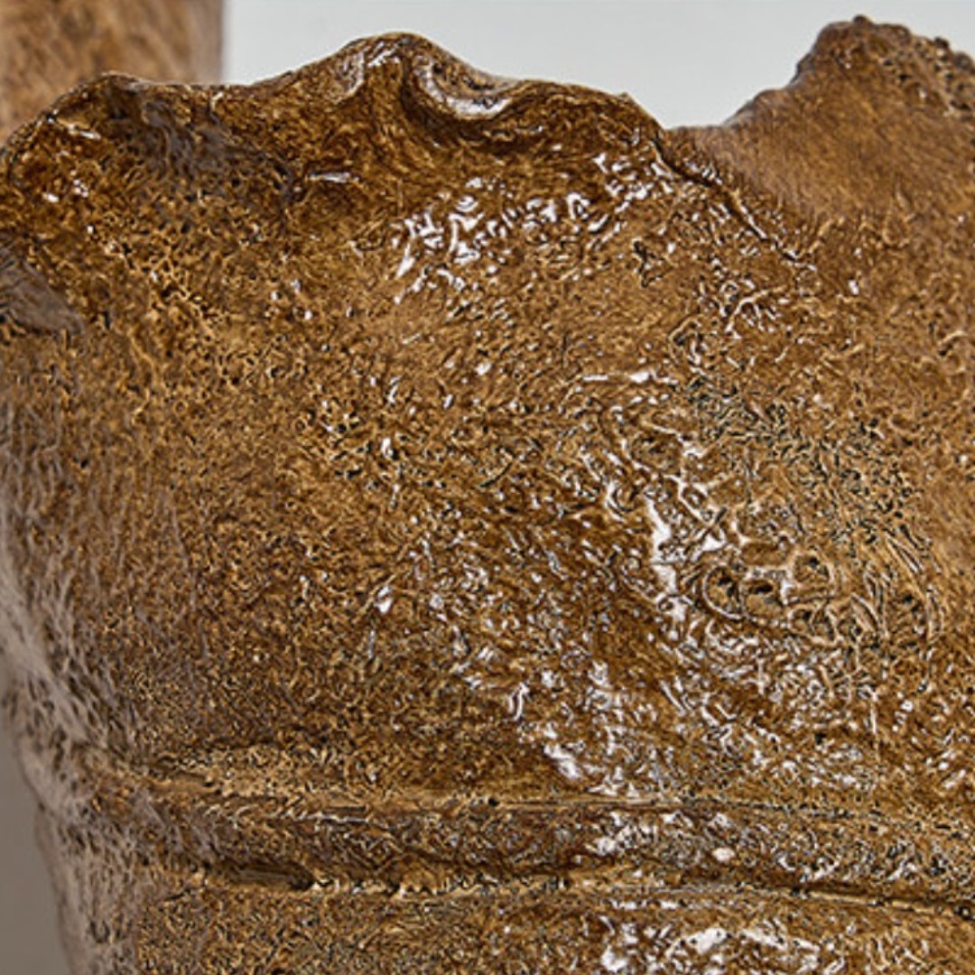Close view of the carved resin surface