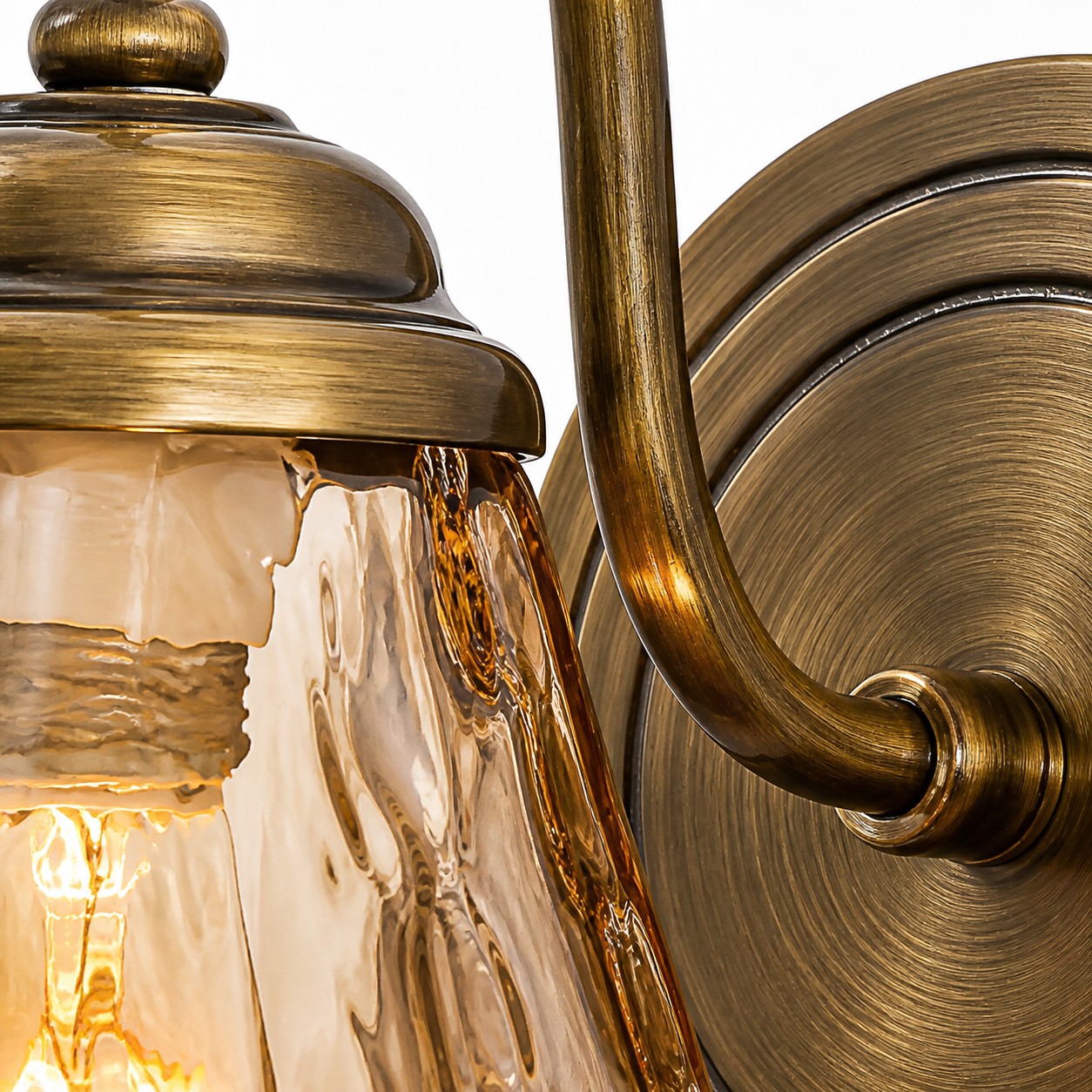 Brass Amber Glass Downlight Wall Sconce detail 2