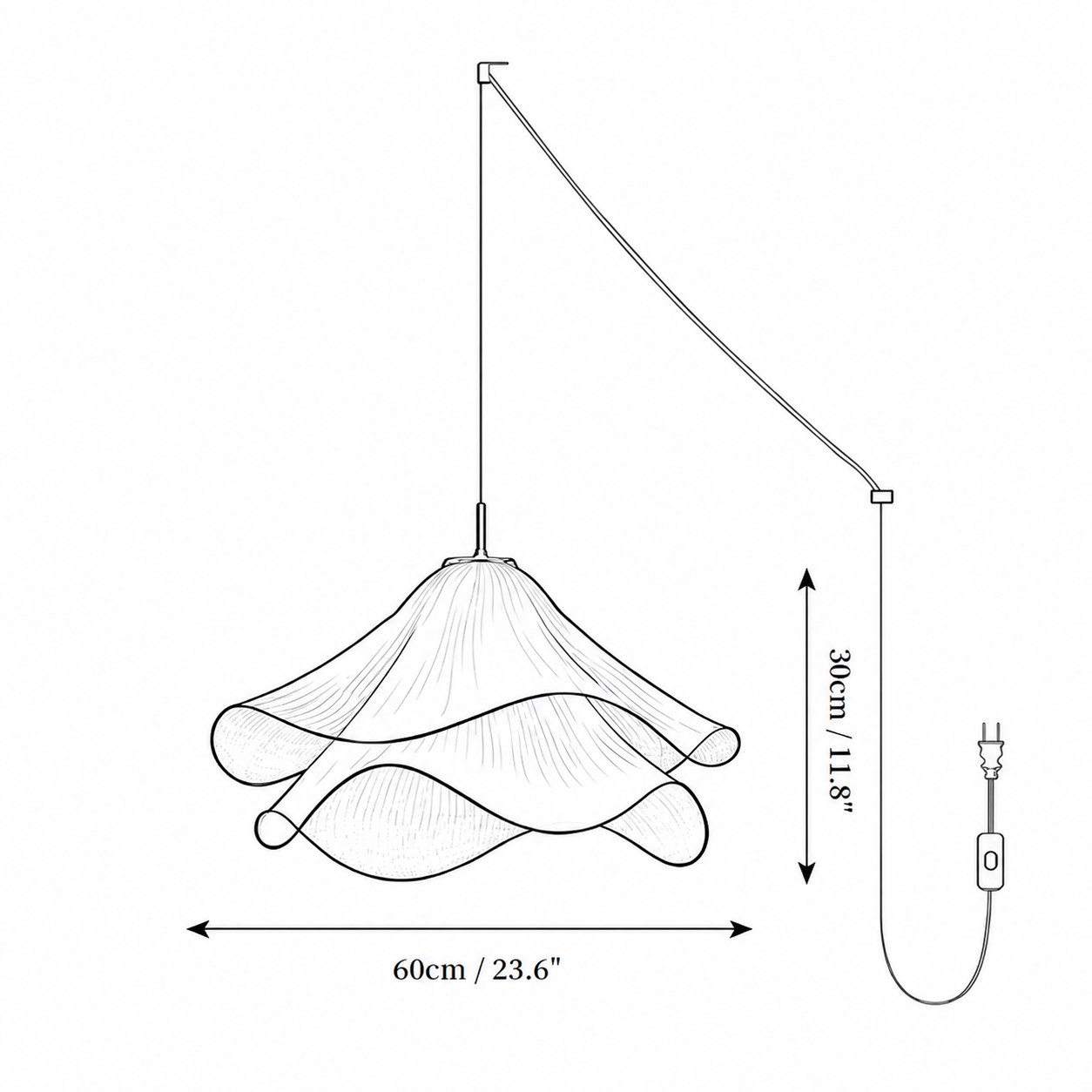 Size diagram Dia 60 cm &times; H 30 cm