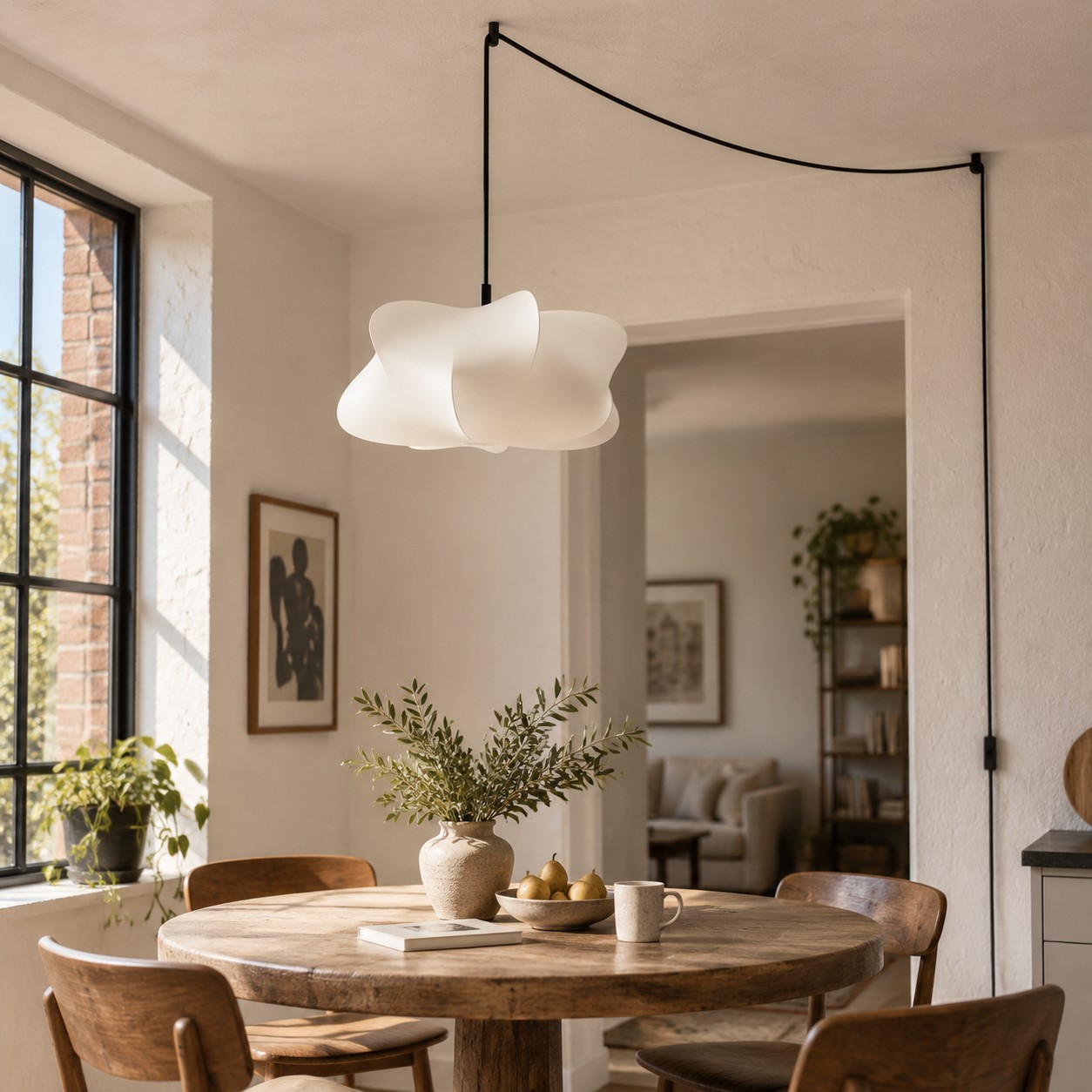 Lampada a sospensione scultorea in stile sala da pranzo