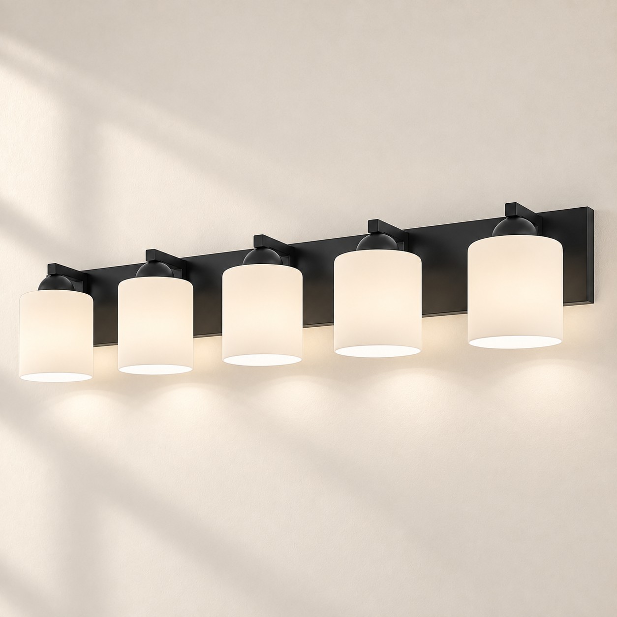 Nero opaco 5 luci Vetro opale