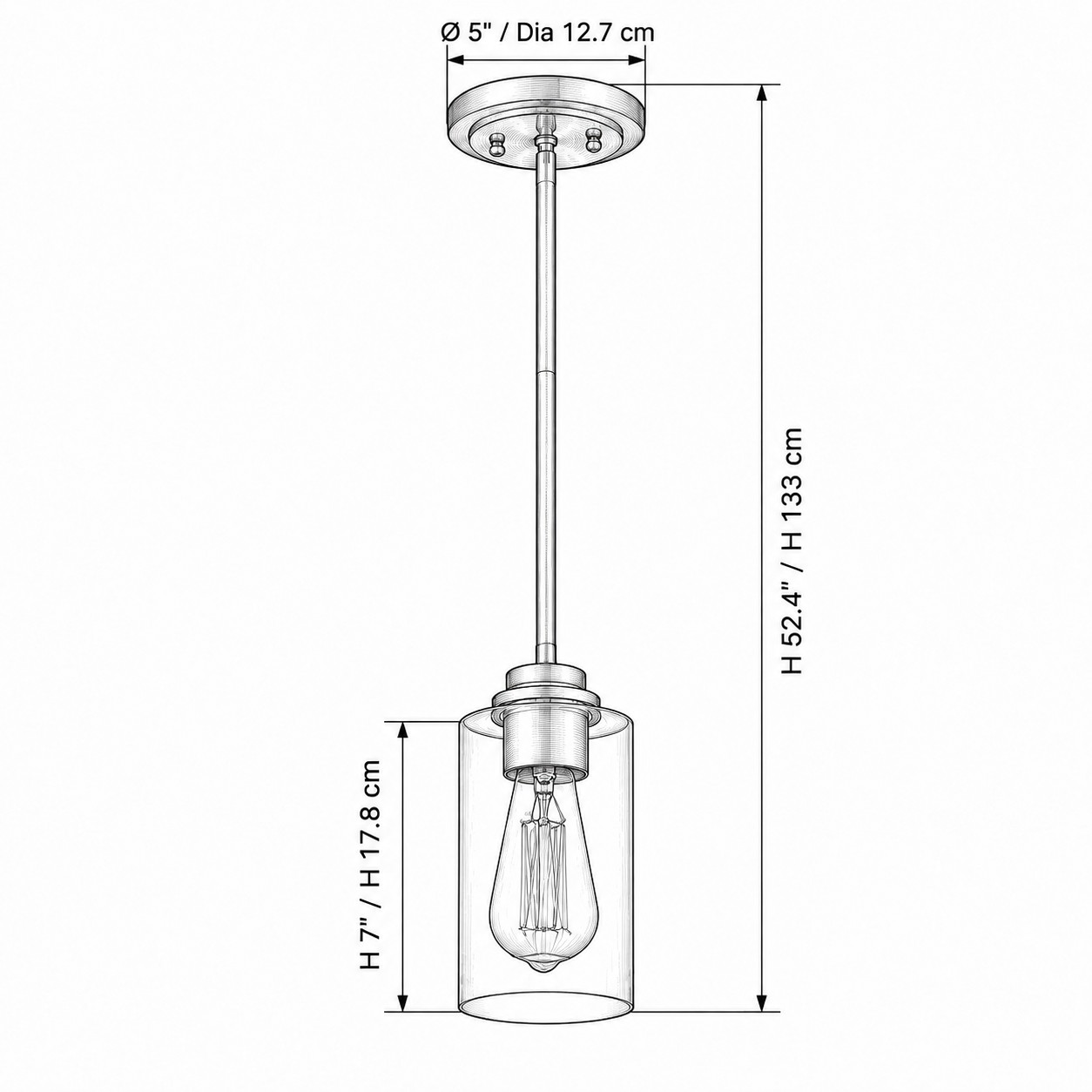 Dessin dimensionnel du pendentif globe 1 sur 2