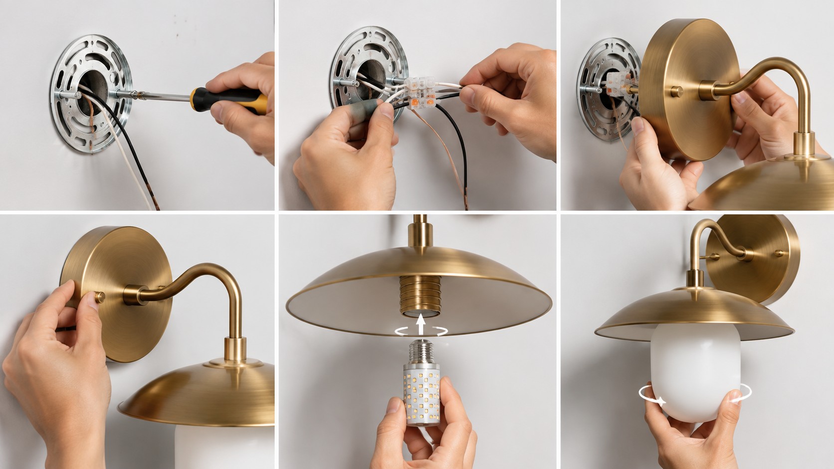 Pasos para la instalación de la lámpara de pared