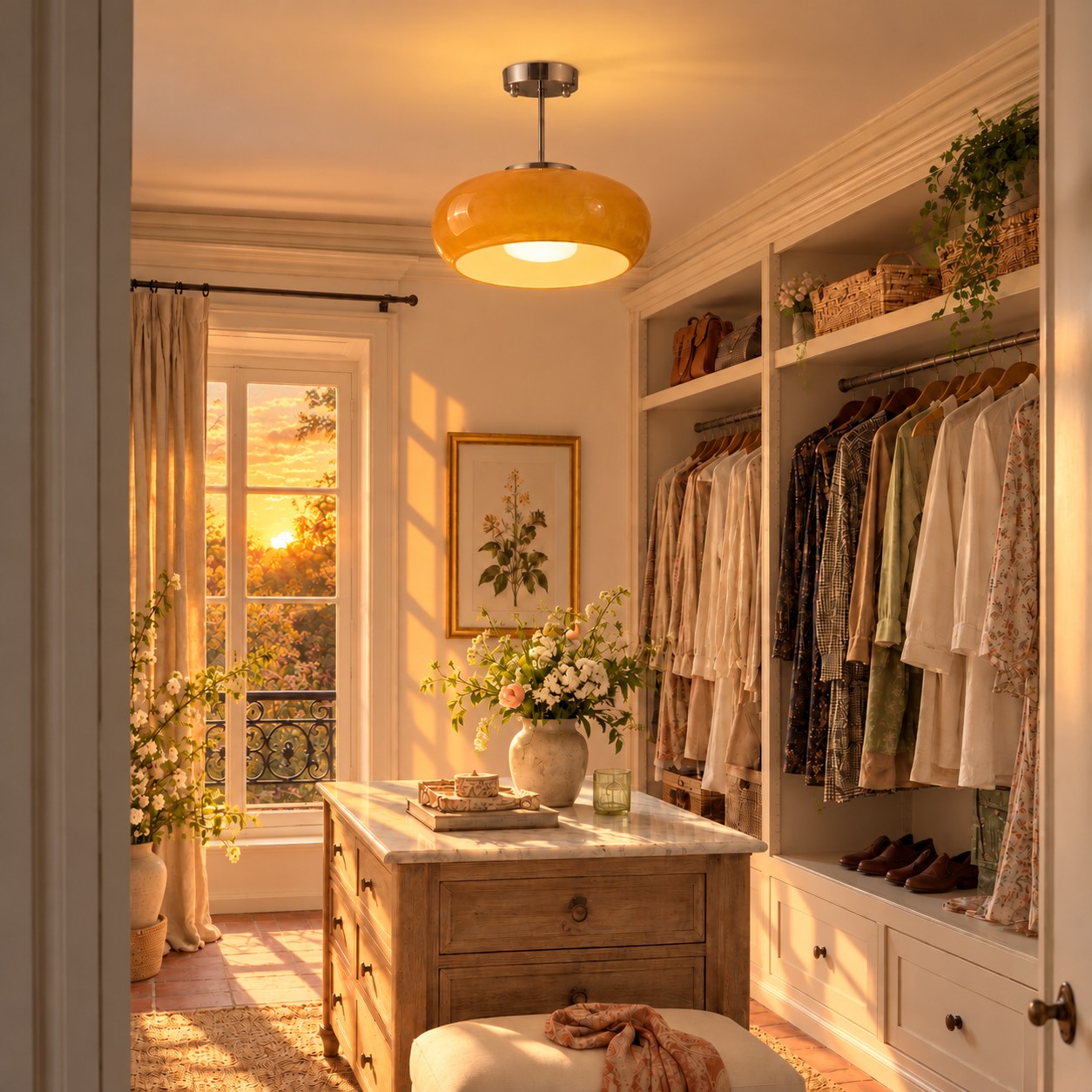 DRESSING AREA with lamp on