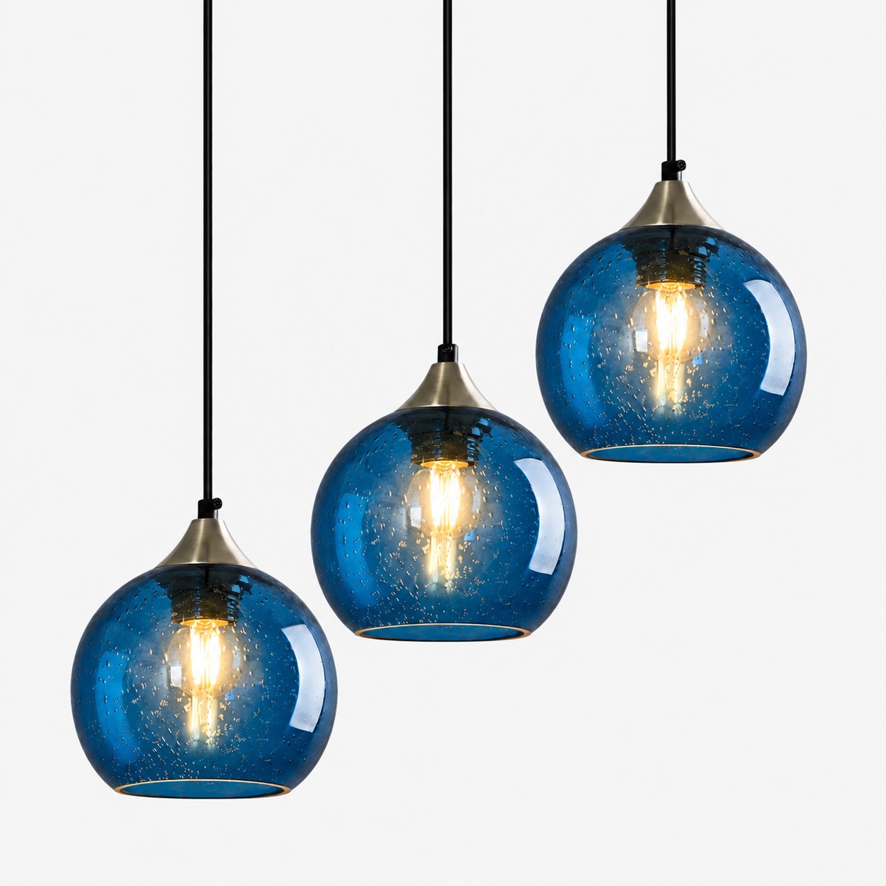 Blue bubble glass globe pendant