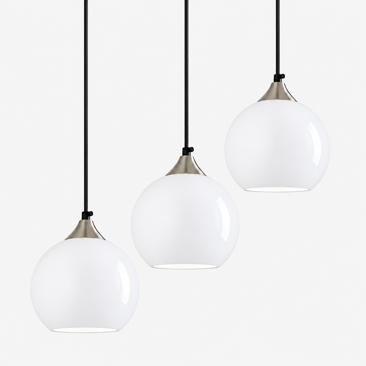 Milky white bubble glass globe pendant