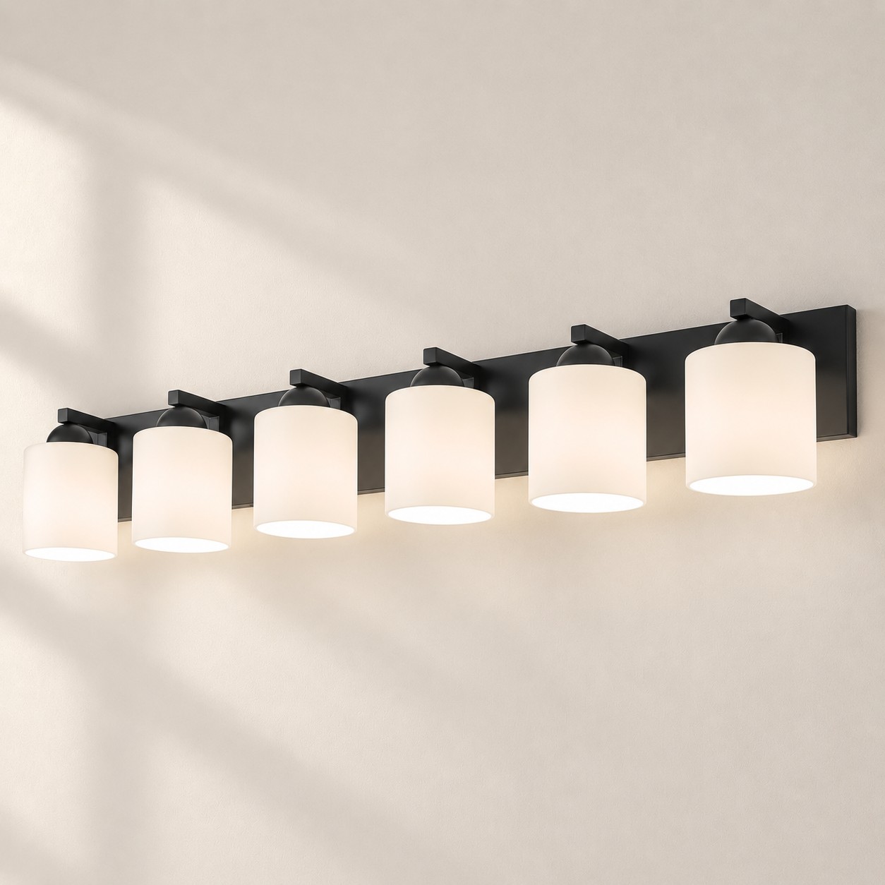 Nero opaco 6 luci Vetro opale