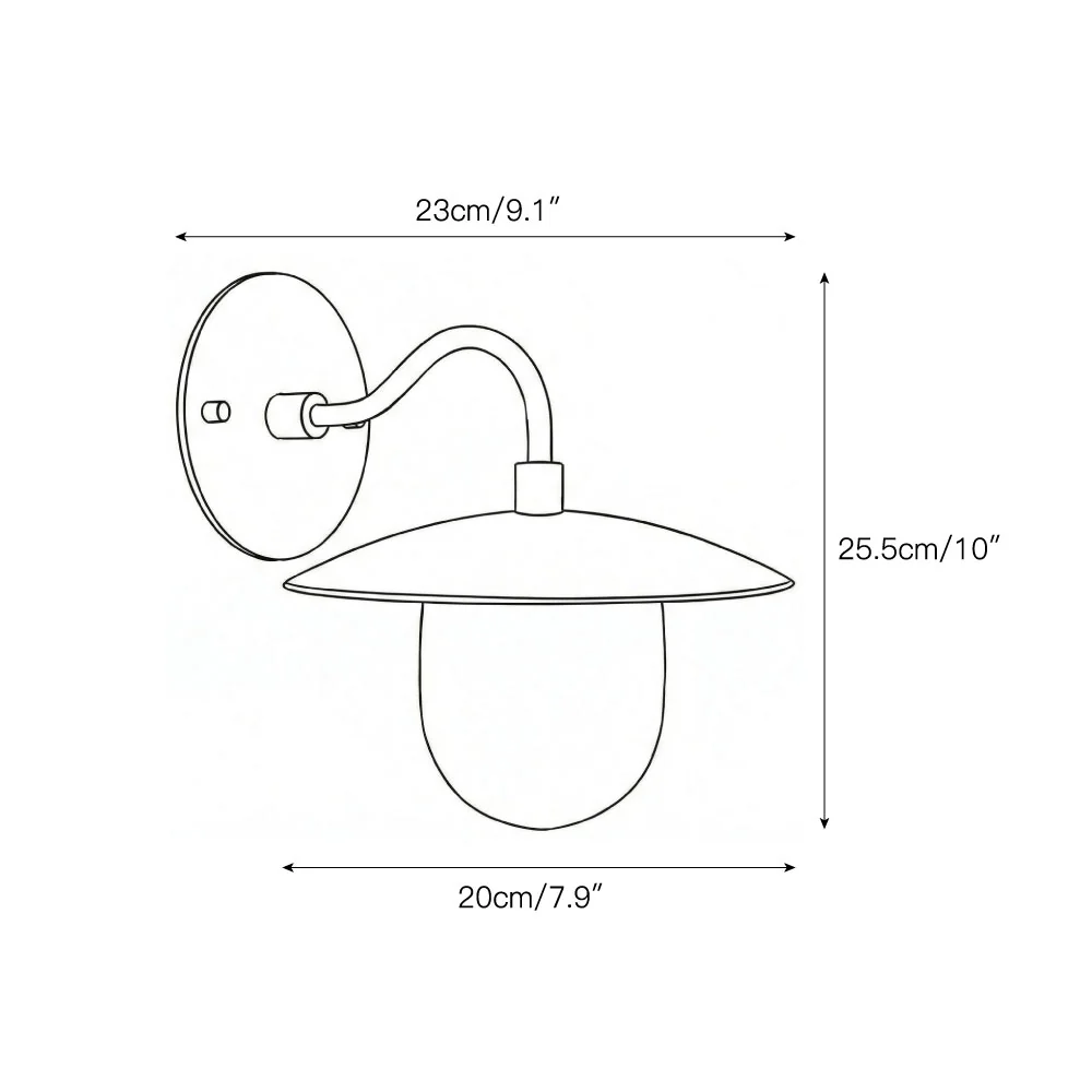 Dimensiones de la lámpara de pared de un solo cabezal