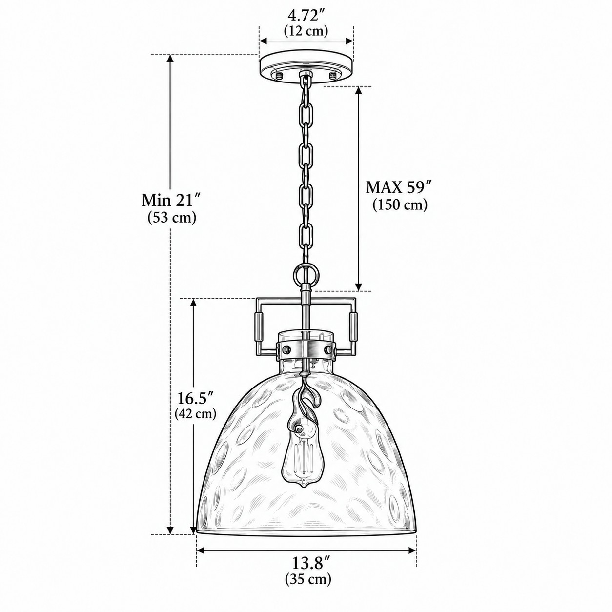 Diagramme des dimensions du pendentif