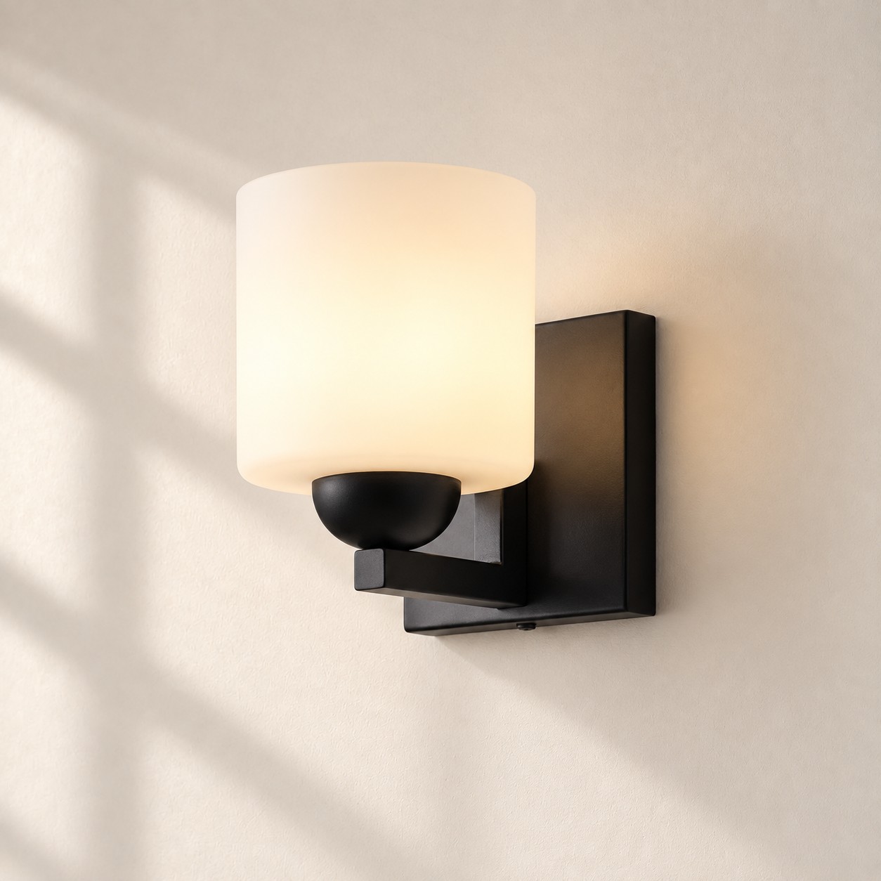 Nero opaco 1 luce Vetro opale