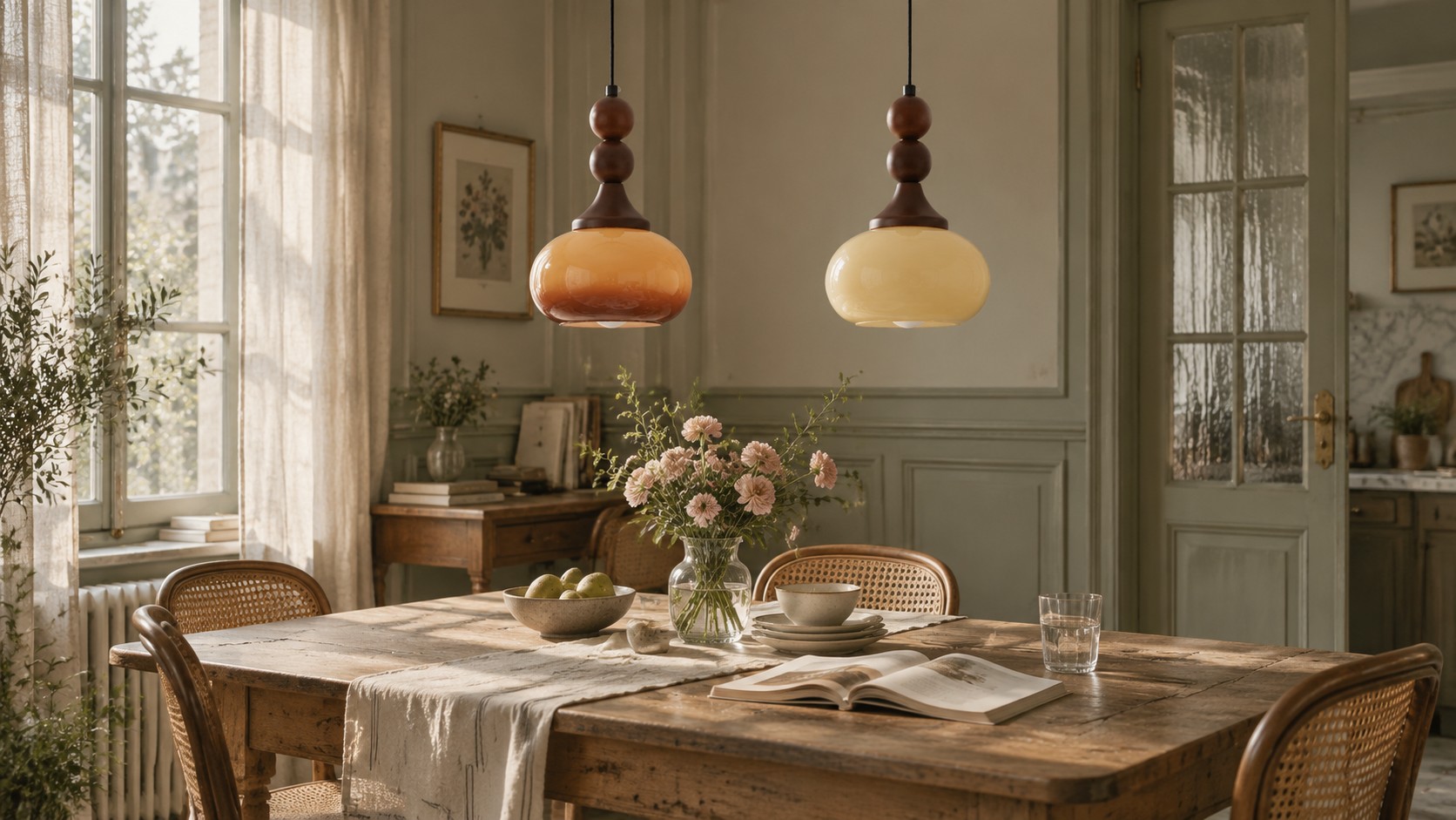 Artistic glass pendant light in daylight